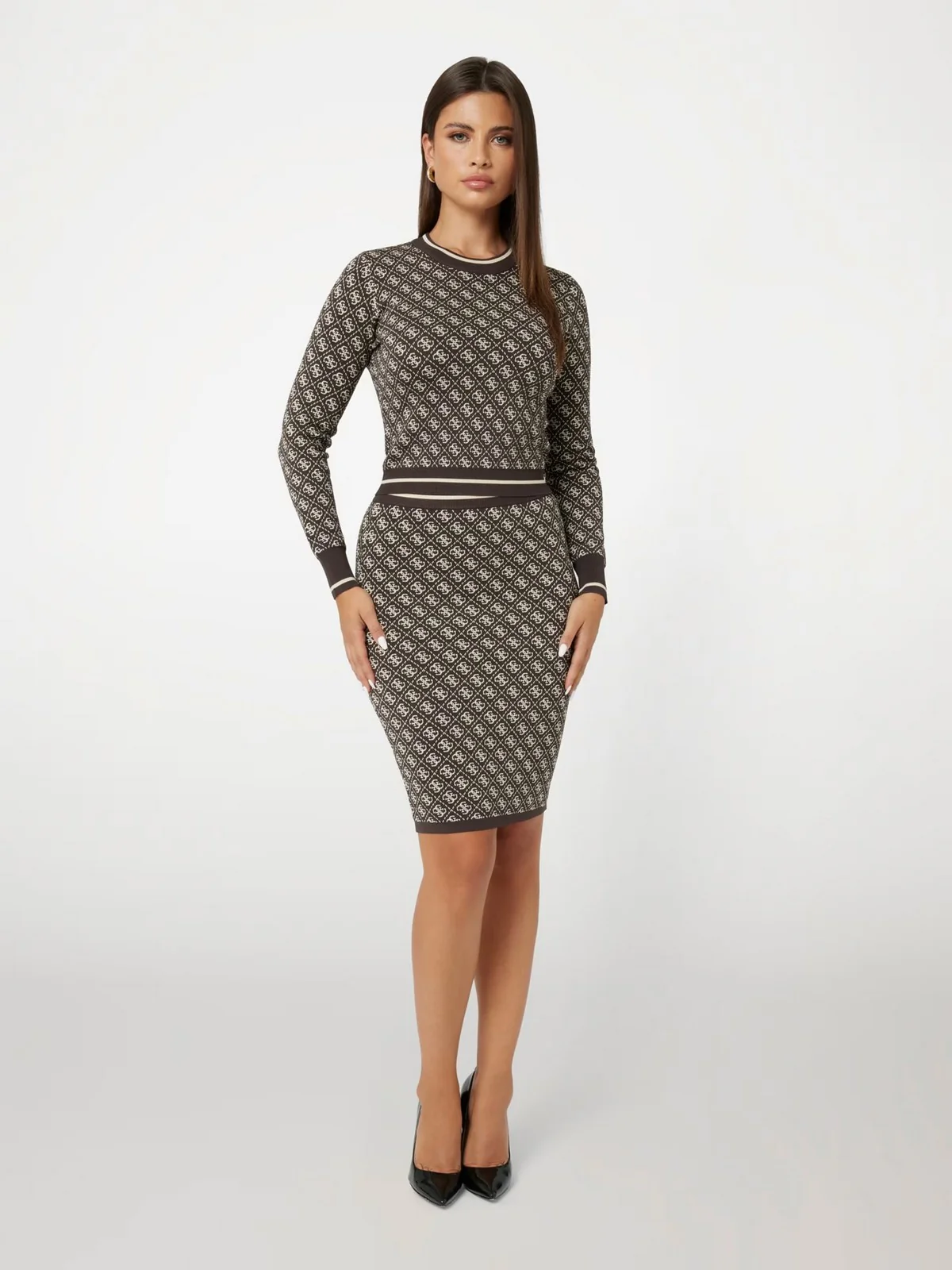 GUESS Gonna Donna LISE 4G SKIRT SWTR W4BD53 Z37K0 FN0T Marrone - Image 3