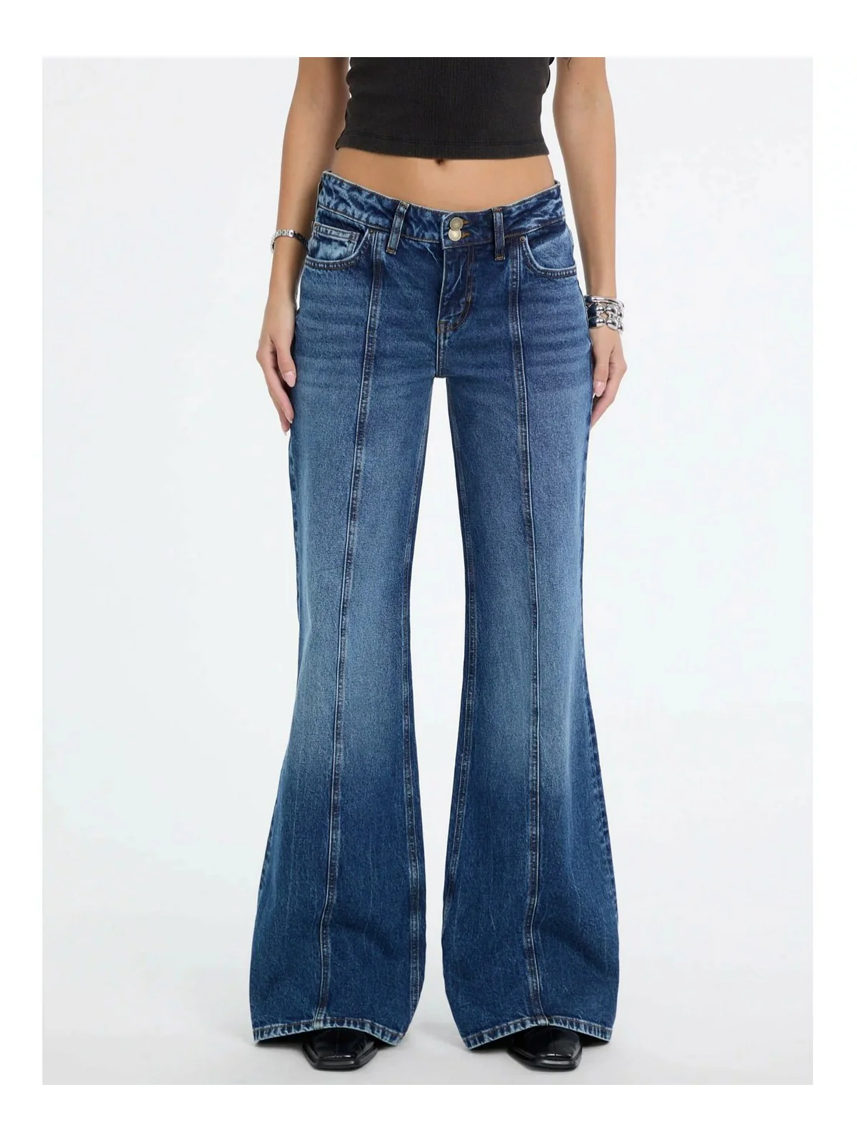GUESS Jeans Donna GO FLARED W5BA3N D5M4U GOMR GO MEDIUM DARK MARBL - Image 5