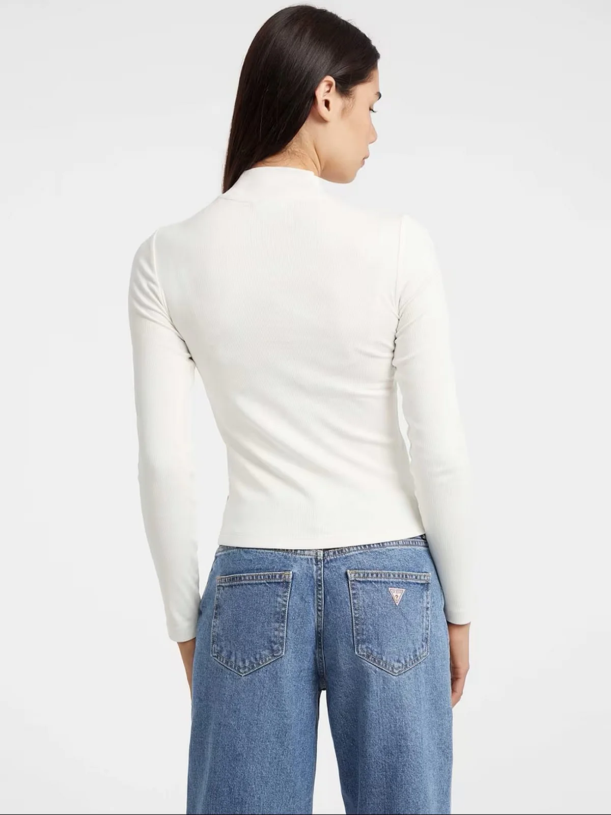 GUESS Maglia Donna GJ LS MOCK NECK EMBRO SLIM TOP W5BP23 KA0H1 G053 SANDY SHORE - Image 3