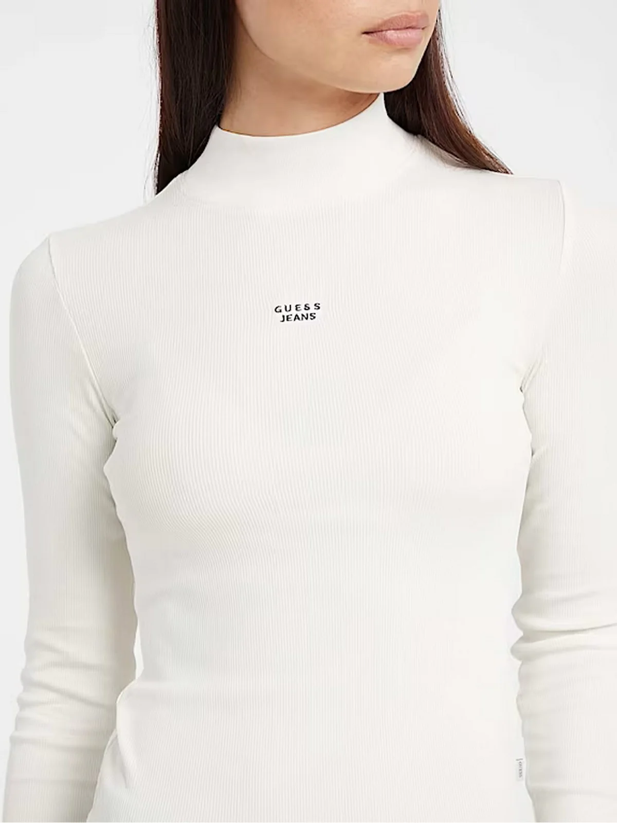 GUESS Maglia Donna GJ LS MOCK NECK EMBRO SLIM TOP W5BP23 KA0H1 G053 SANDY SHORE - Image 4