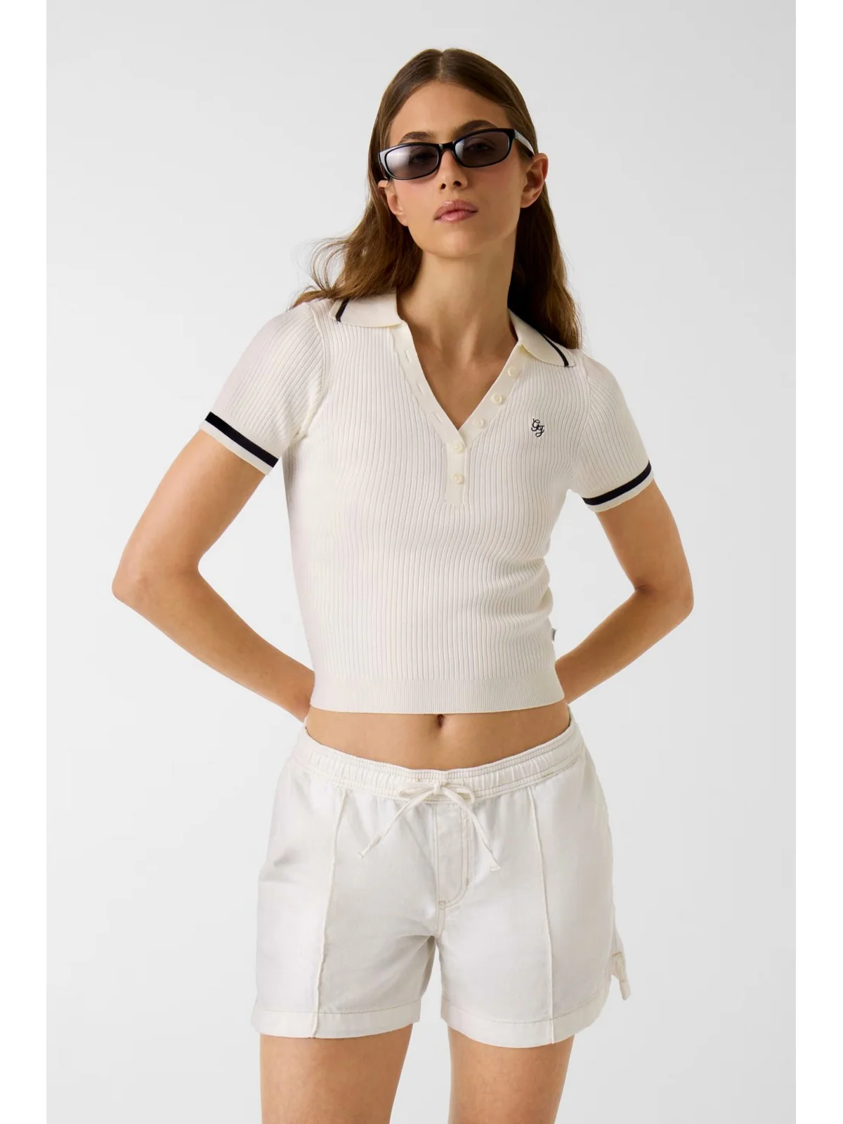 GUESS Maglia Donna GJ SS RIB POLO EMB SWTR W6GRZ1 Z3P32 G293 WARM WHITE - Image 2