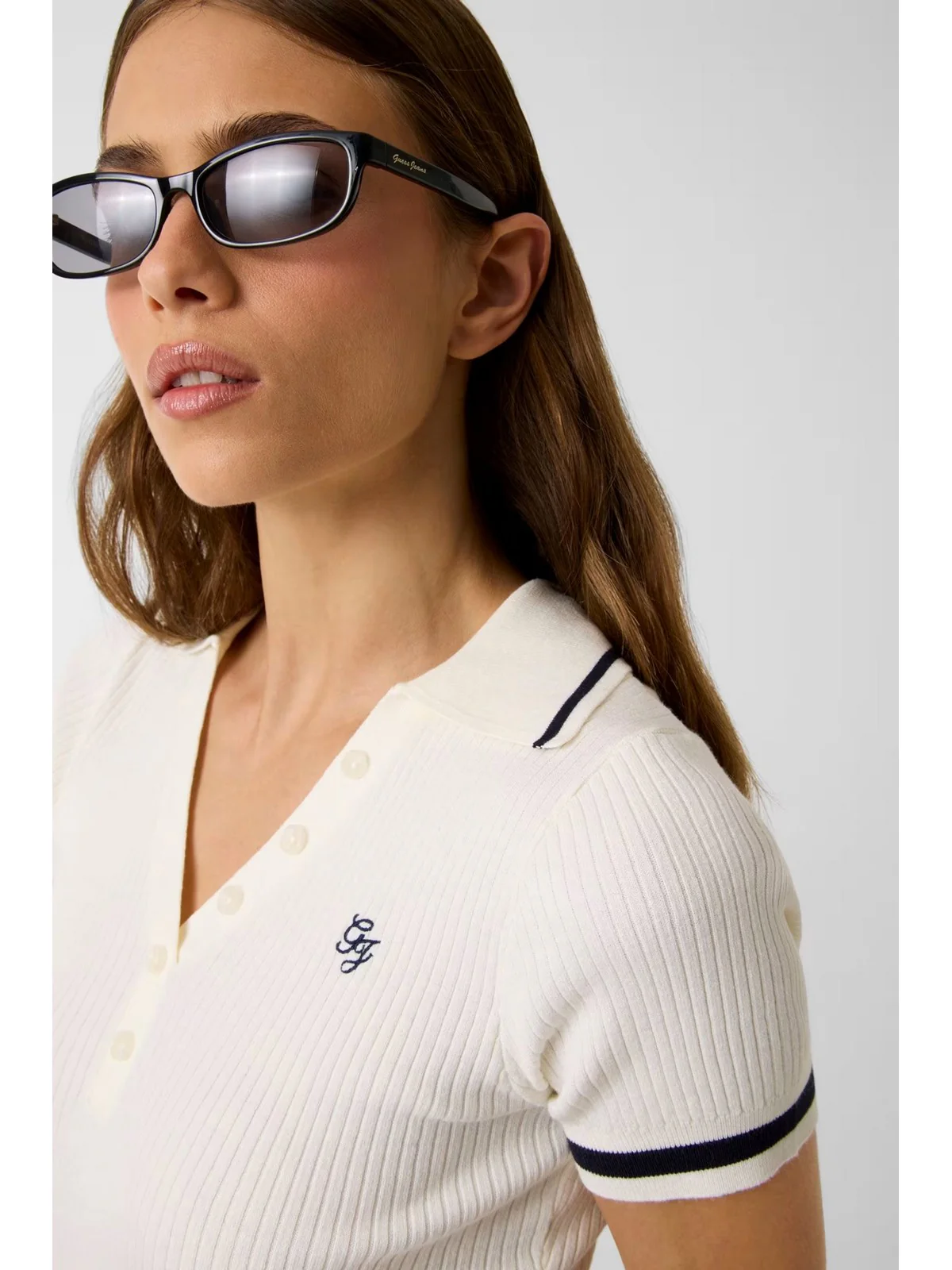 GUESS Maglia Donna GJ SS RIB POLO EMB SWTR W6GRZ1 Z3P32 G293 WARM WHITE - Image 5