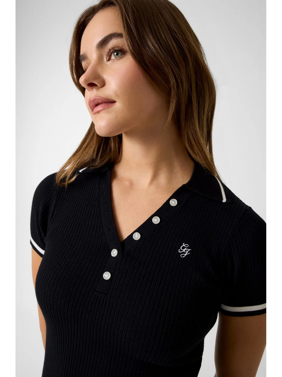 GUESS Maglia Donna GJ SS RIB POLO EMB SWTR W6GRZ1 Z3P32 JBLK Jet Black A996 - Image 5