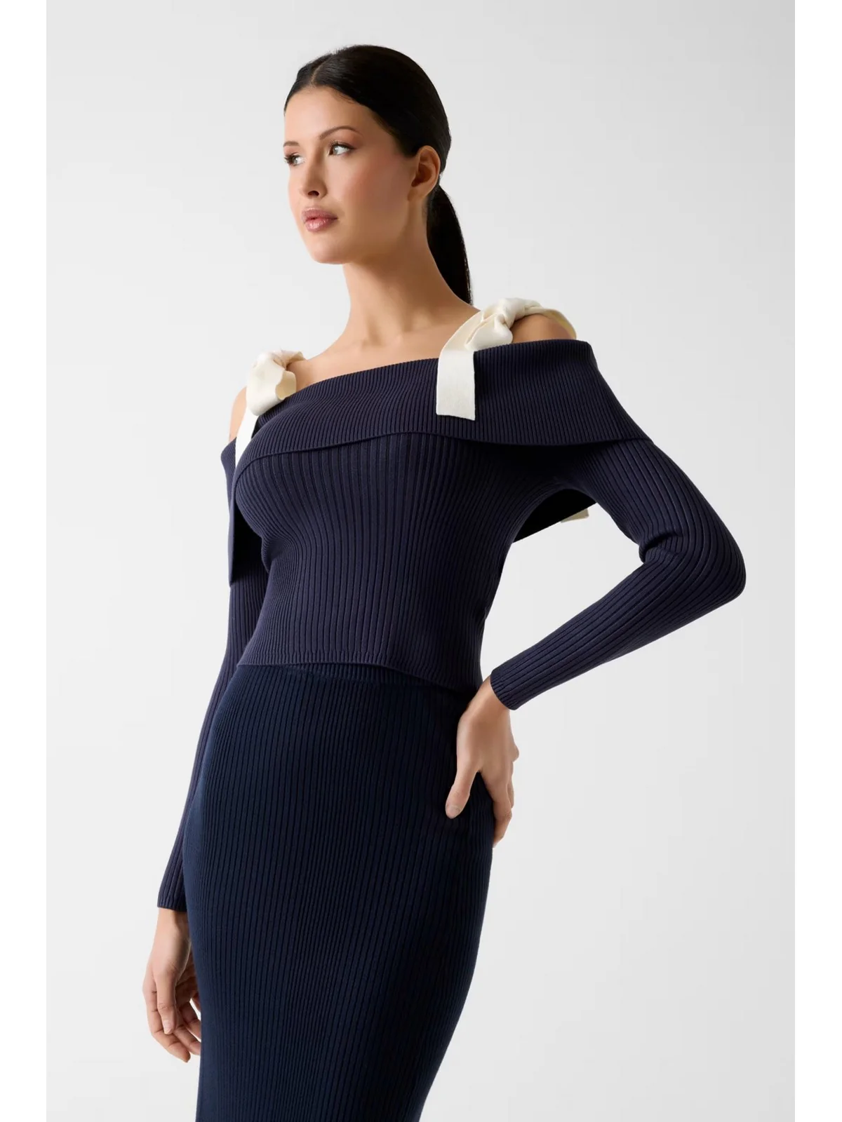 GUESS Maglia Donna LS OFF SHOULDER RIB TERRA SWTR W6RR13 Z2YJ2 G7V2 SMART BLUE - Image 2