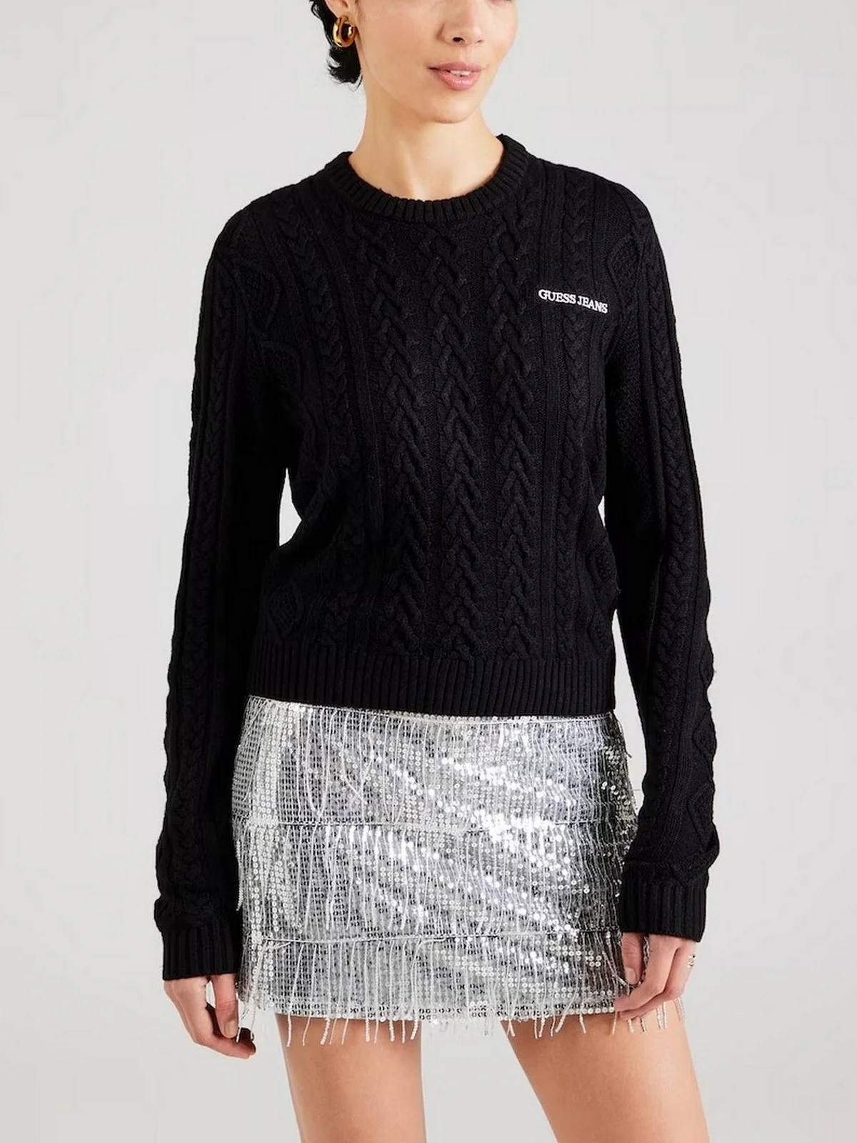 GUESS Maglione Donna GJ LS CN CABLE SWTR W4BR13 Z3HN2 JBLK Nero - Image 2