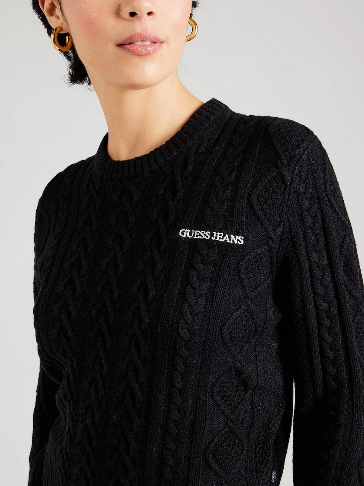 GUESS Maglione Donna GJ LS CN CABLE SWTR W4BR13 Z3HN2 JBLK Nero - Image 3