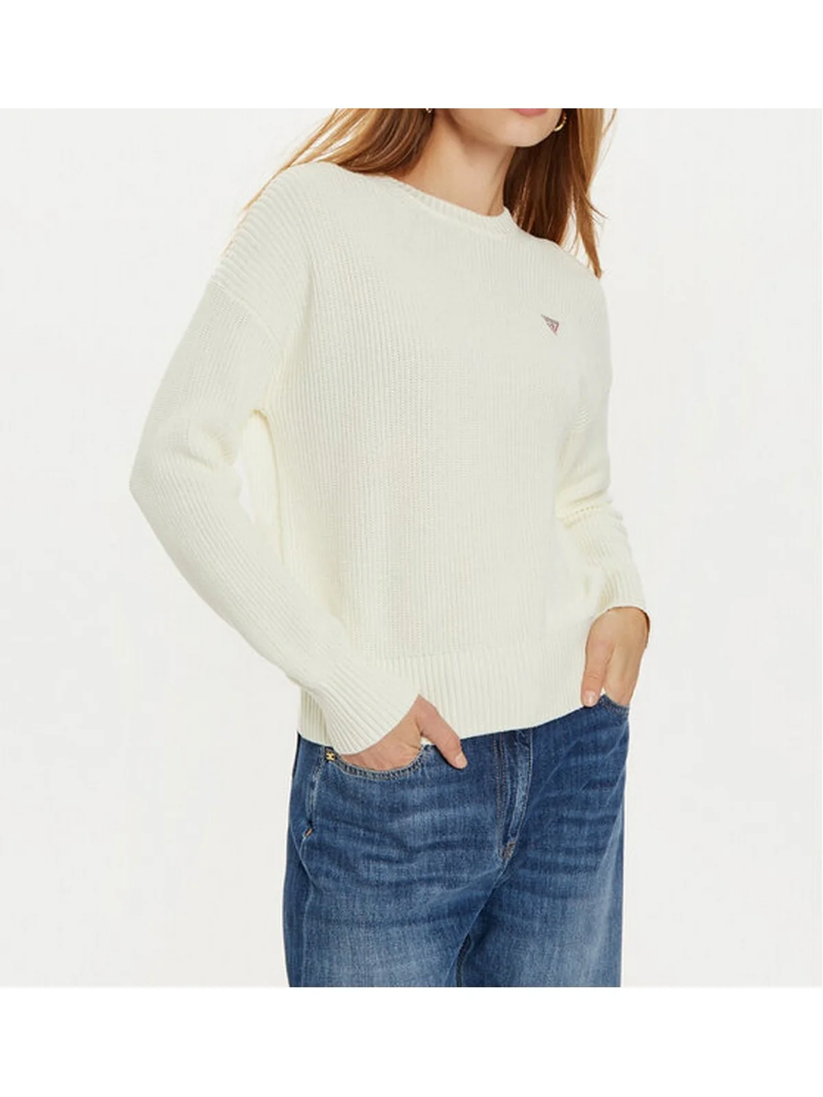 GUESS Maglione Donna GJ LS CN MINI TRIANGLE SWTR W4BR08 Z3HM1 G293 WARM WHITE - Image 2