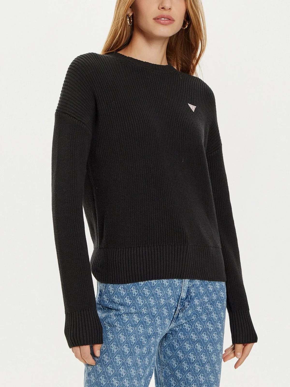 GUESS Maglione Donna GJ LS CN MINI TRIANGLE SWTR W4BR08 Z3HM1 JBLK Jet Black A996 - Image 6