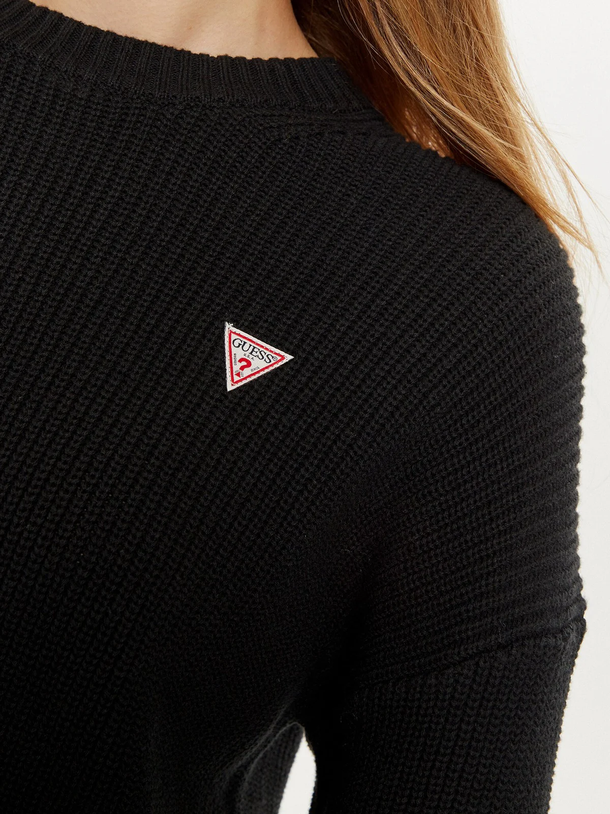GUESS Maglione Donna GJ LS CN MINI TRIANGLE SWTR W4BR08 Z3HM1 JBLK Jet Black A996 - Image 7