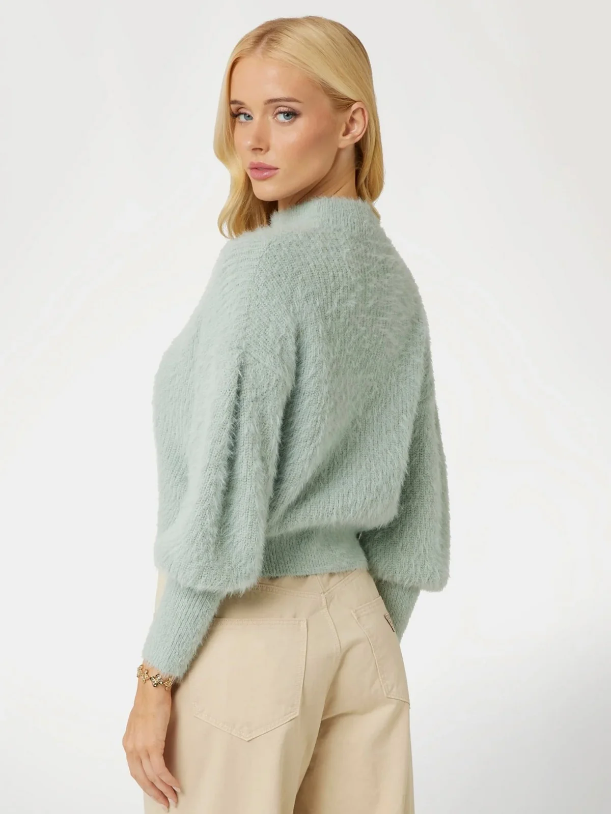 GUESS Maglione Donna KEYLA CN LS SWTR W4BR25 Z3BH0 A834 Verde - Image 3