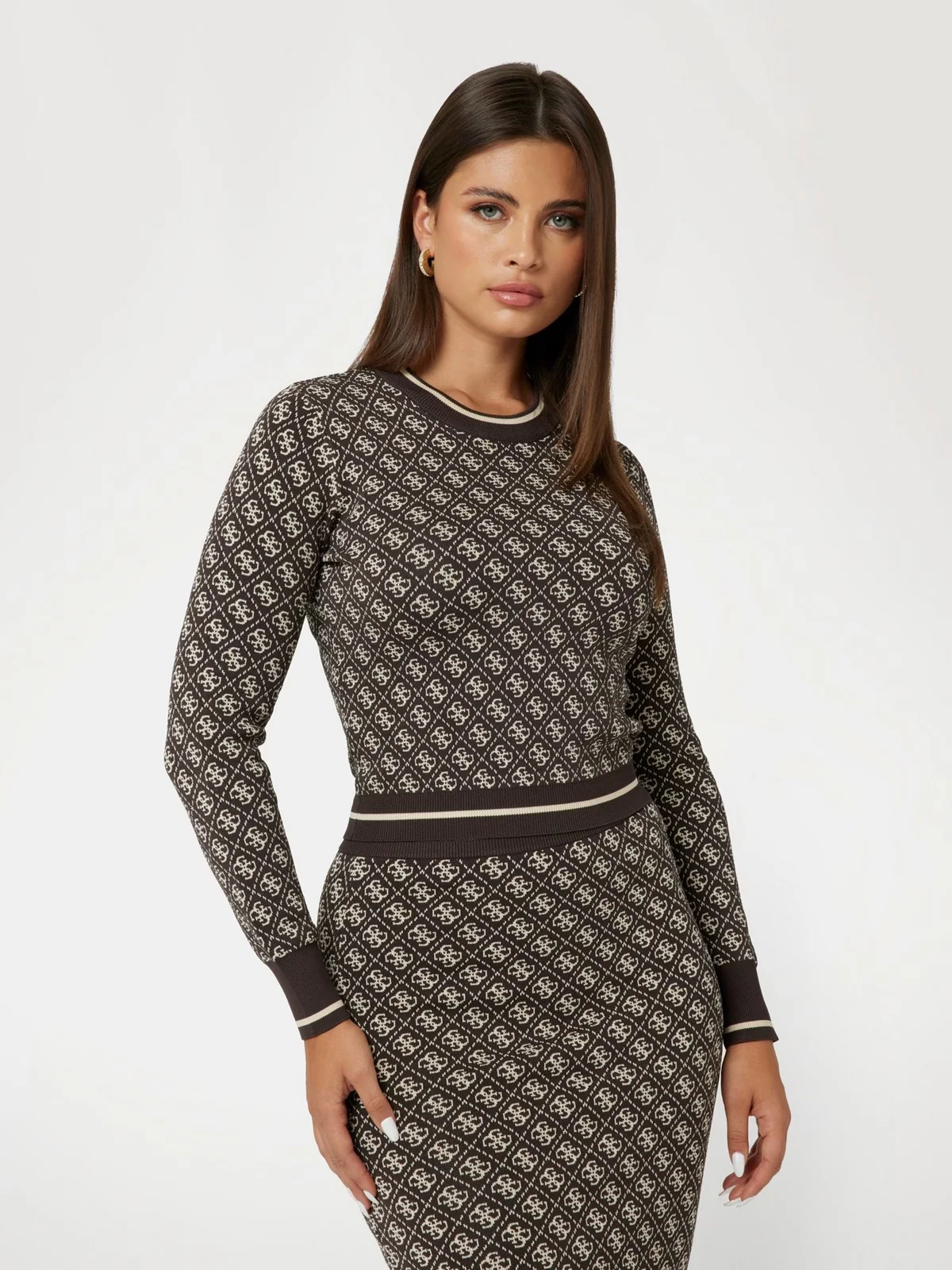 GUESS Maglione Donna LISE 4G CN LS SWTR W4BR21 Z37K0 FN0T Marrone - Image 2