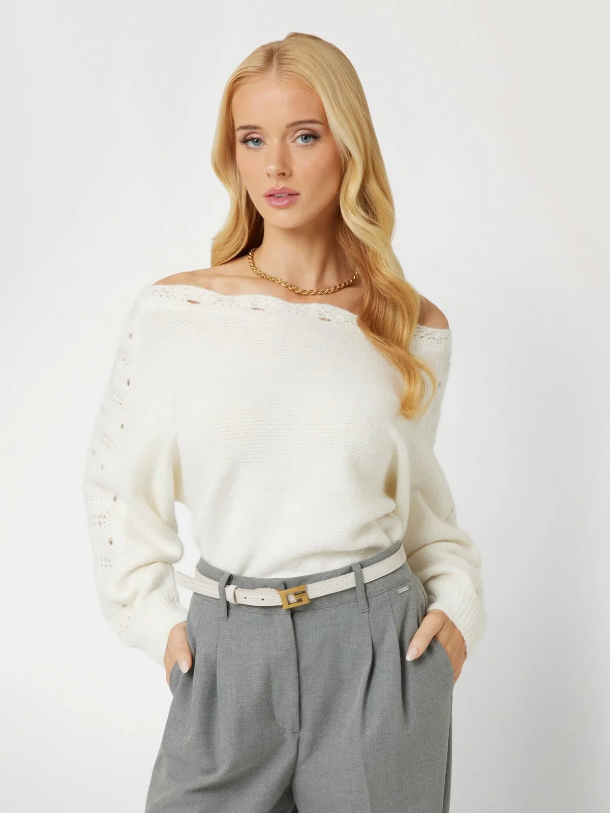 GUESS Maglione Donna LS BN MALORIE DOLMAN SWTR W4BR0M Z3LG0 G1O6 Bianco - Image 2