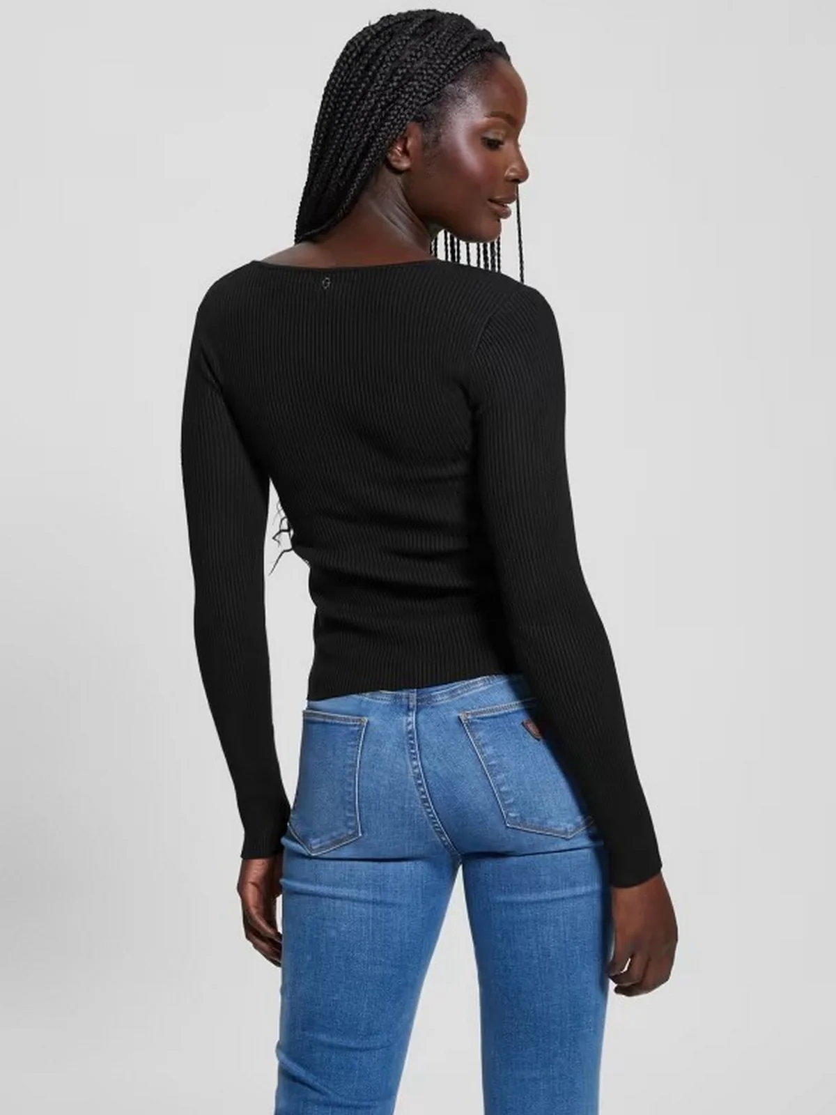 GUESS Maglione Donna LS CIRILA RIB BODYCON SWTR W4BR69 Z2YK2 JBLK Nero - Image 4