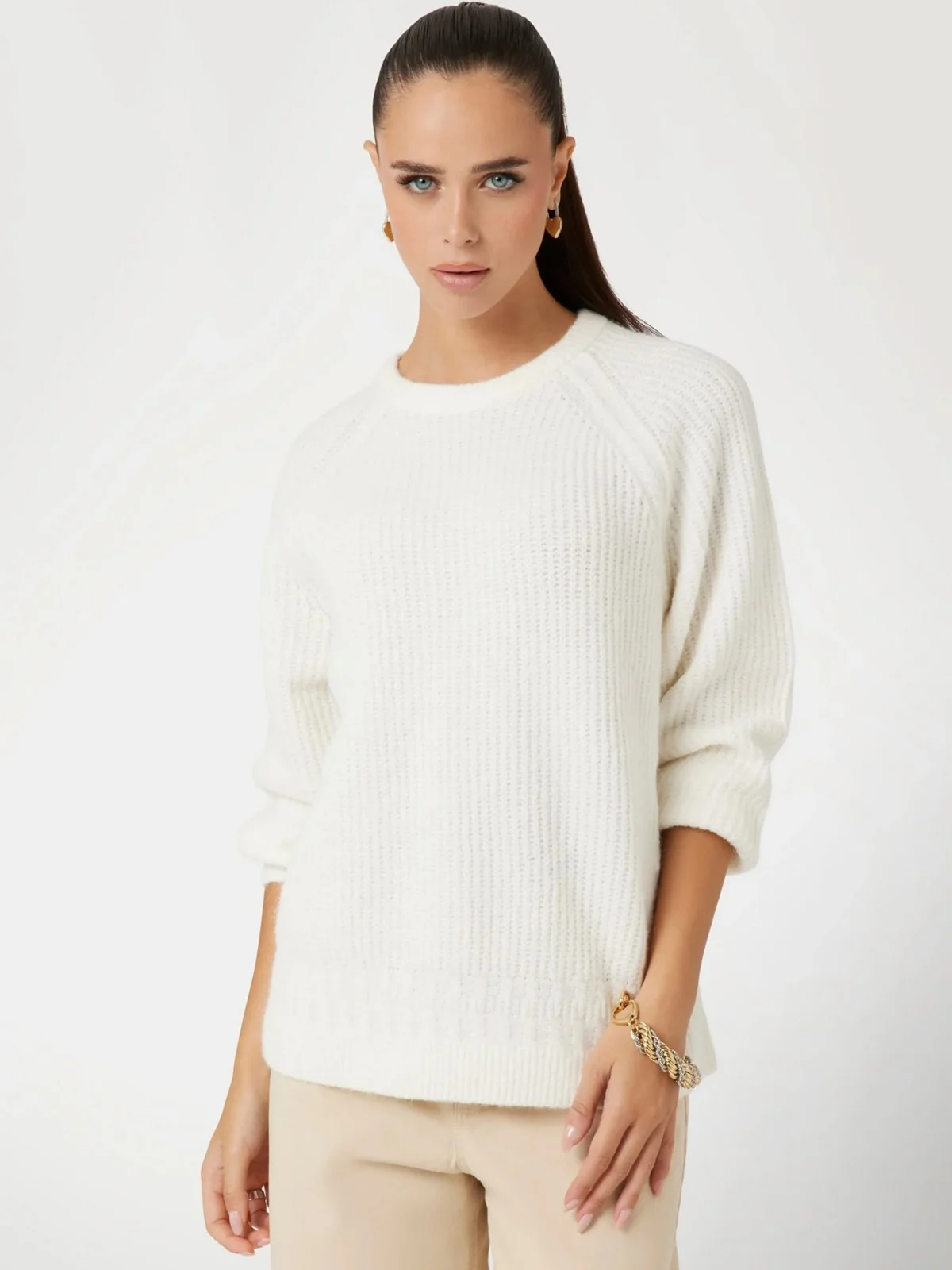 GUESS Maglione Donna LS CN CABLE MARGOT SWTR W4BR0O Z3LG0 G1O6 Bianco - Image 2