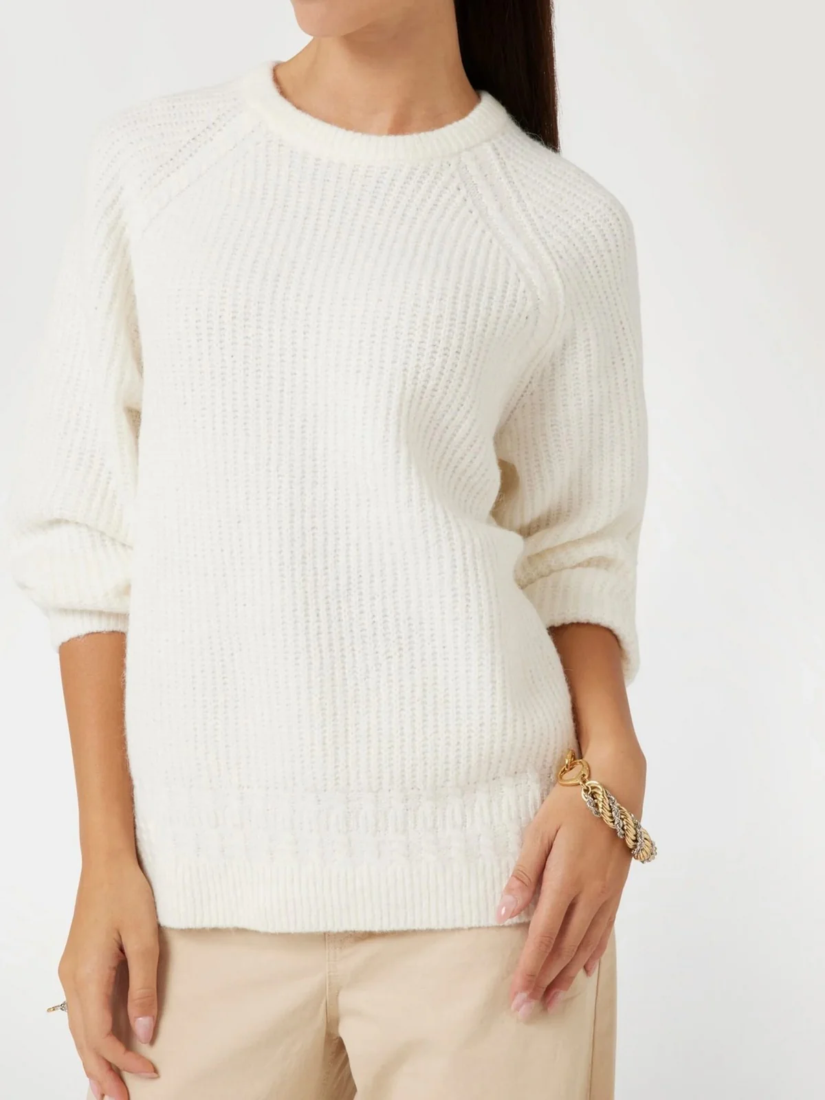 GUESS Maglione Donna LS CN CABLE MARGOT SWTR W4BR0O Z3LG0 G1O6 Bianco - Image 3