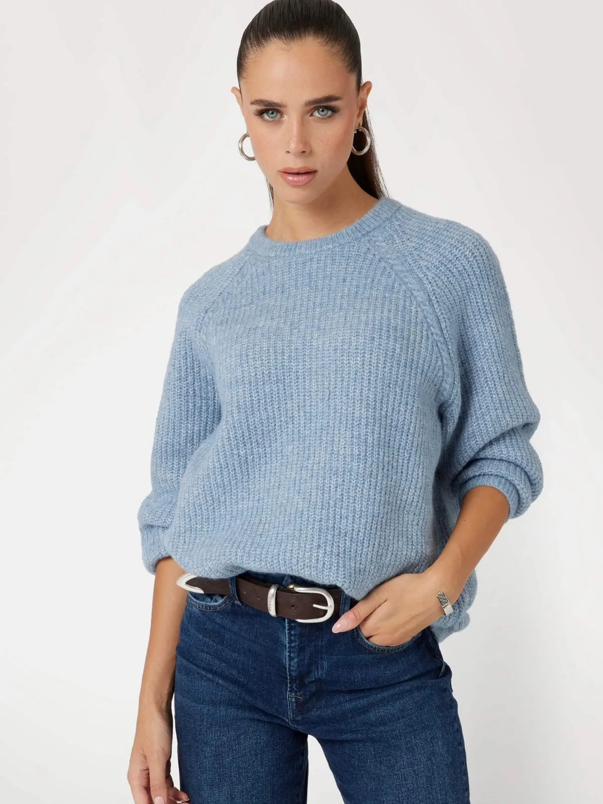 GUESS Maglione Donna LS CN CABLE MARGOT SWTR W4BR0O Z3LG0 G7DX Blu - Image 2