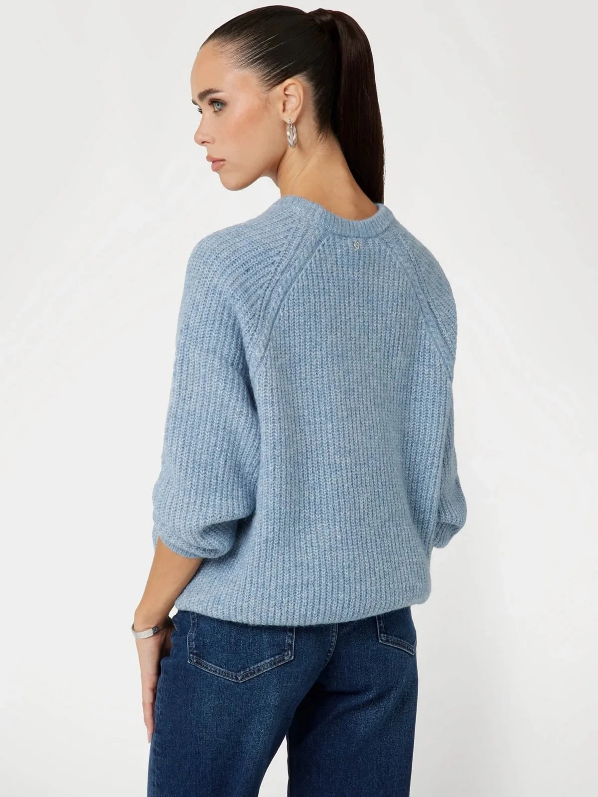 GUESS Maglione Donna LS CN CABLE MARGOT SWTR W4BR0O Z3LG0 G7DX Blu - Image 4