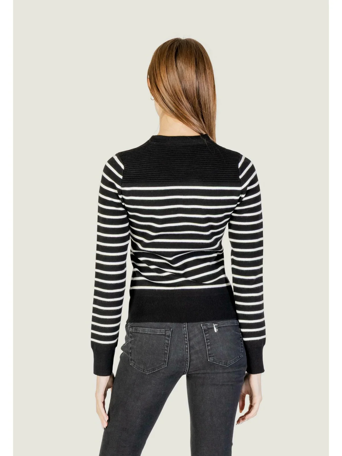 GUESS Maglione Donna LS CN HELEN SWTR W5BR36 Z0422 S9HU BLACK AND CREAM STRI - Image 3