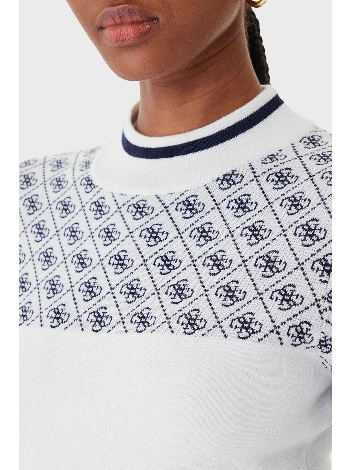 GUESS Maglione Donna LS MOCK NECK AUBREY 4G SWTR W5BR24 Z3JD2 F0YU 4G CREAM AND BLUE - Image 2