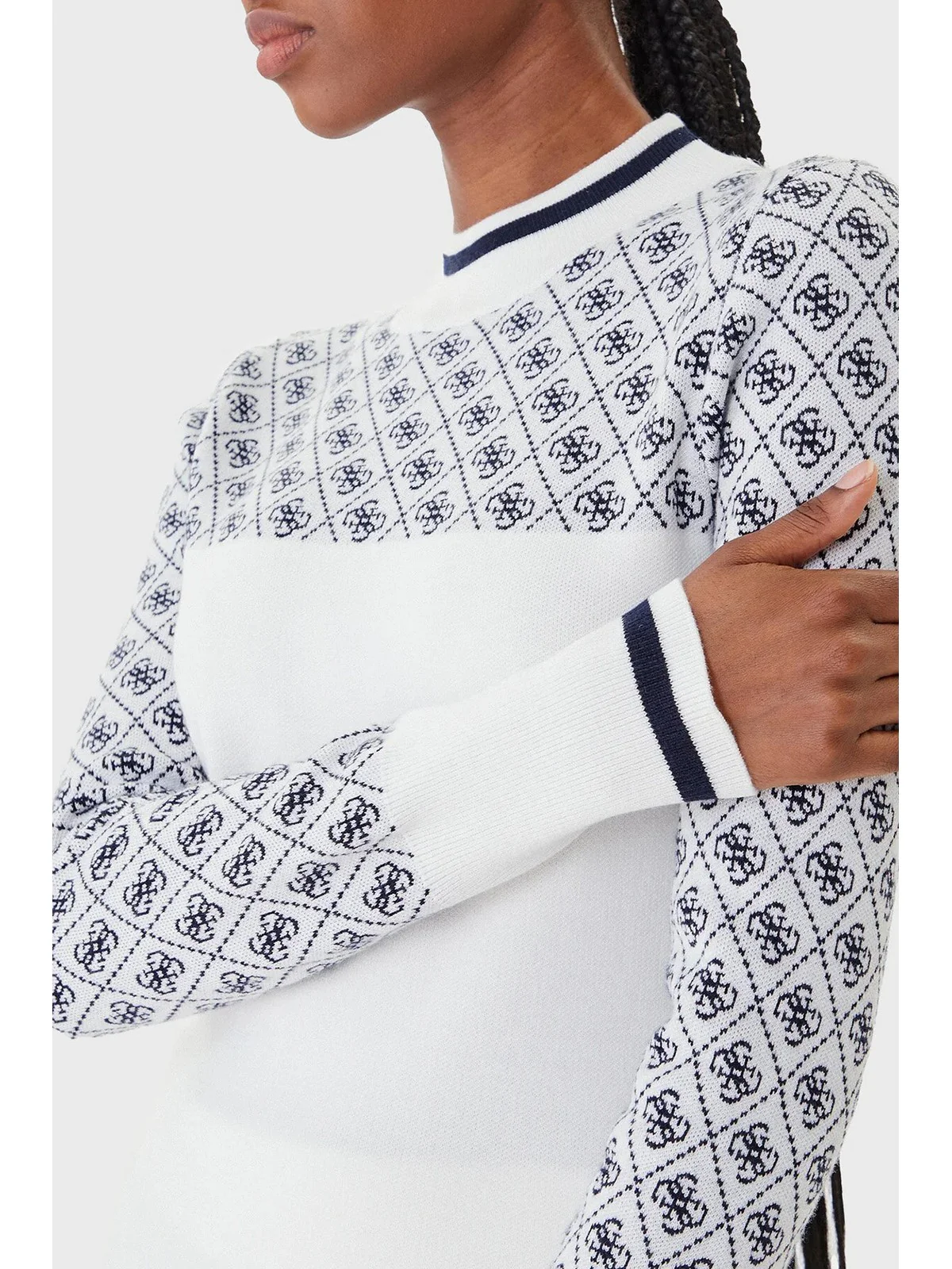 GUESS Maglione Donna LS MOCK NECK AUBREY 4G SWTR W5BR24 Z3JD2 F0YU 4G CREAM AND BLUE - Image 3