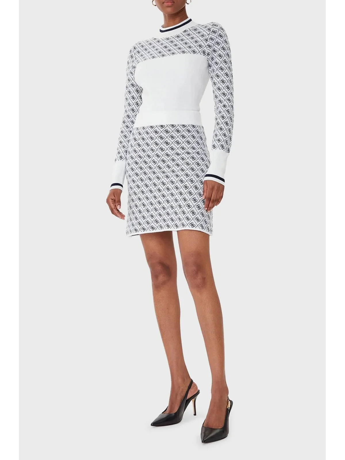 GUESS Maglione Donna LS MOCK NECK AUBREY 4G SWTR W5BR24 Z3JD2 F0YU 4G CREAM AND BLUE - Image 5
