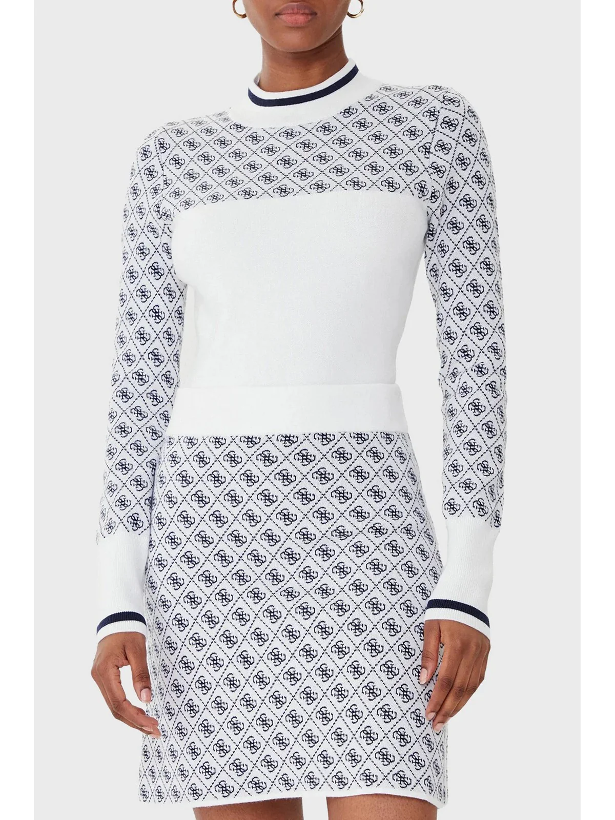 GUESS Maglione Donna LS MOCK NECK AUBREY 4G SWTR W5BR24 Z3JD2 F0YU 4G CREAM AND BLUE - Image 6