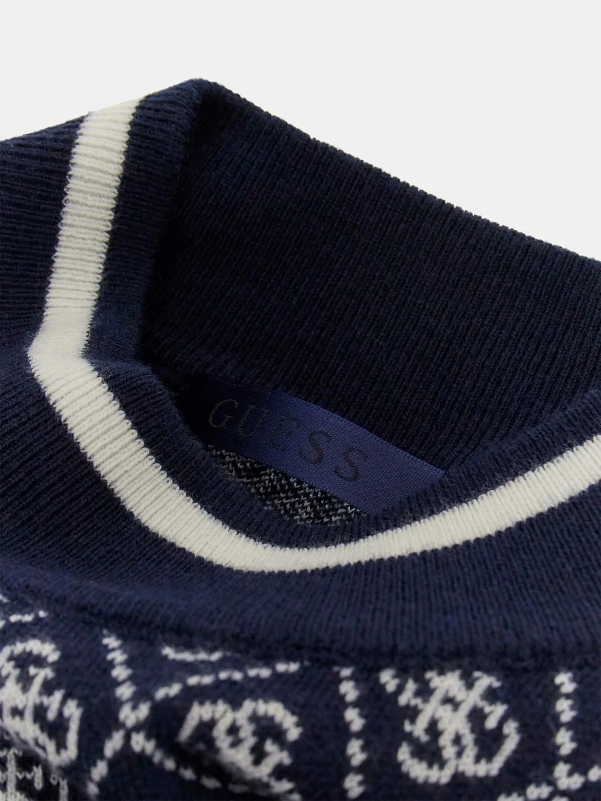 GUESS Maglione Donna LS MOCK NECK AUBREY 4G SWTR W5BR24 Z3JD2 FBDI 4G BLUE AND CREAM - Image 7