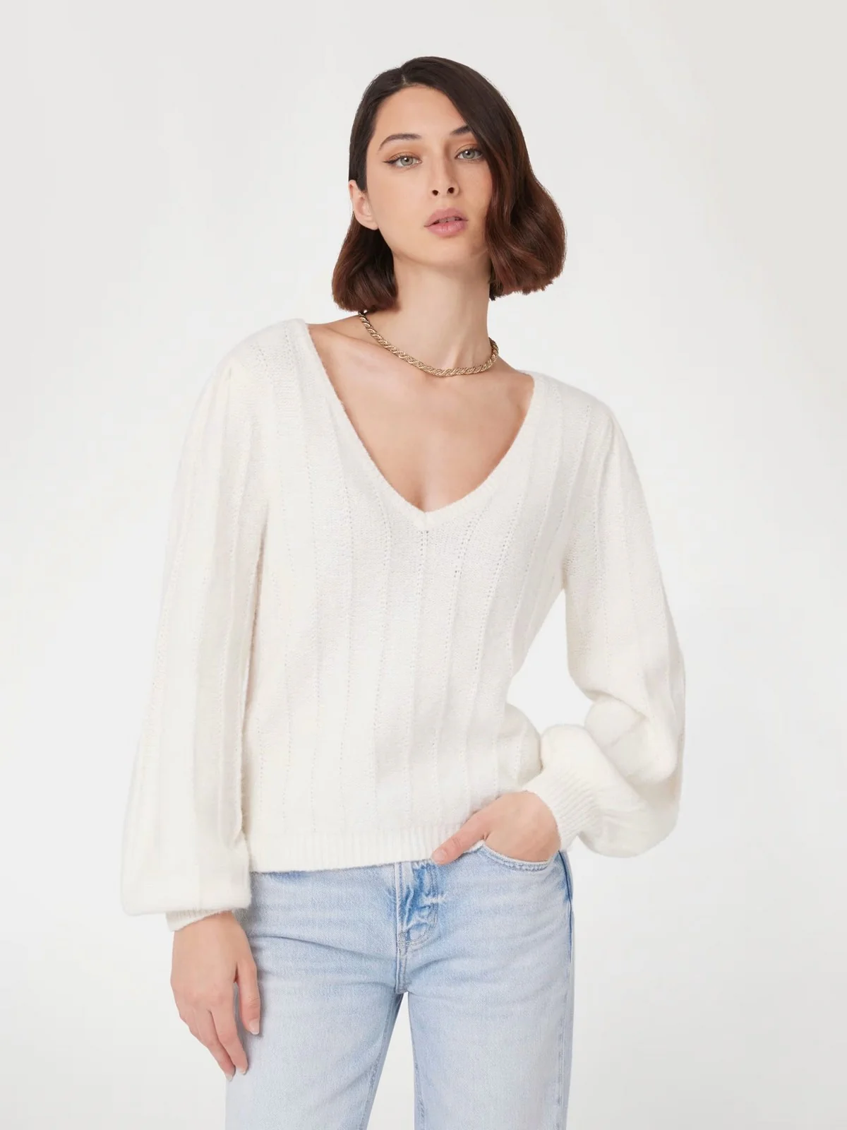 GUESS Maglione Donna LS VN MADELINE TEXTURE SWTR W4BR0N Z3LG0 G1O6 Bianco - Image 2