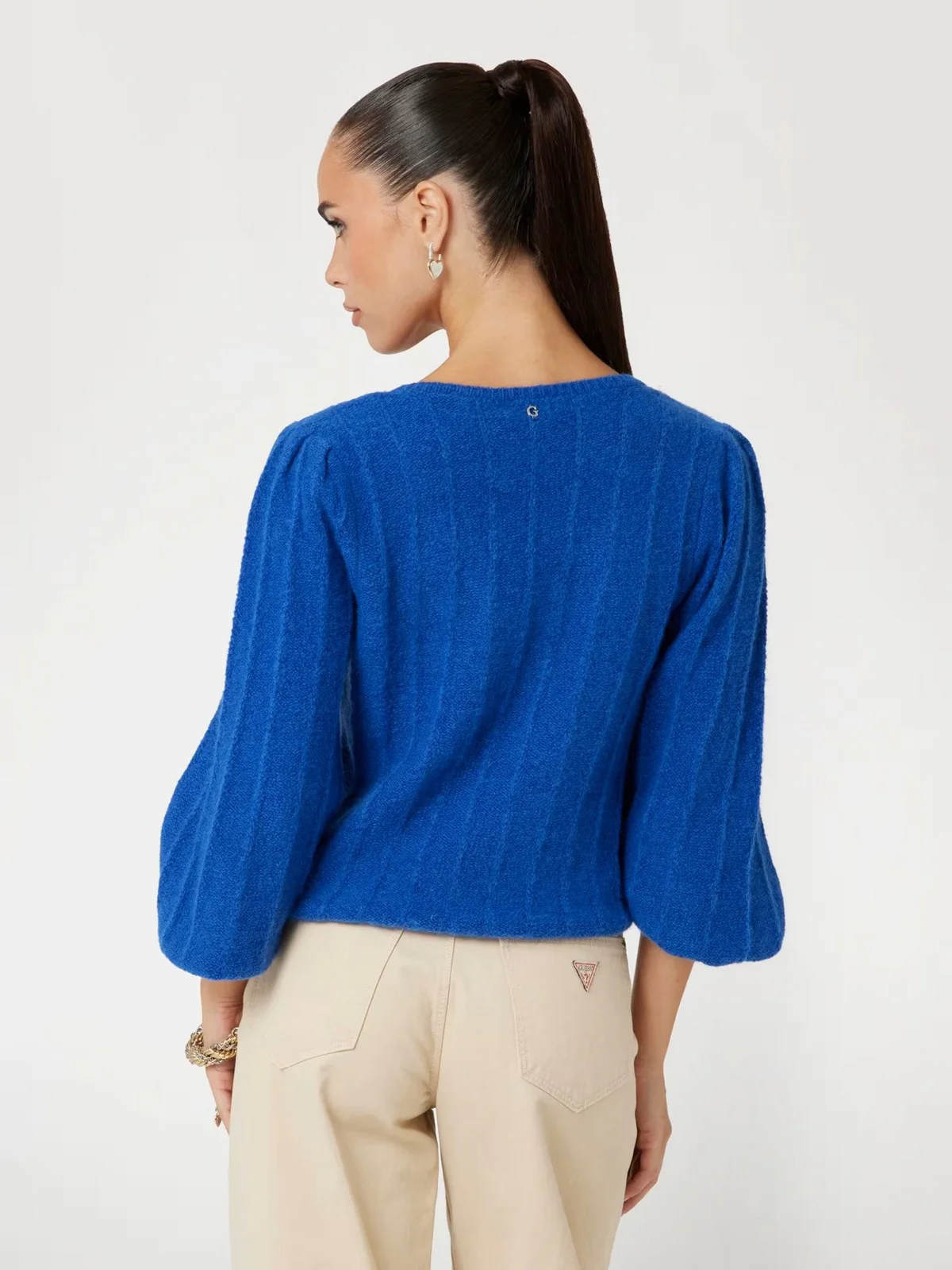 GUESS Maglione Donna LS VN MADELINE TEXTURE SWTR W4BR0N Z3LG0 G7N9 Blu - Image 4