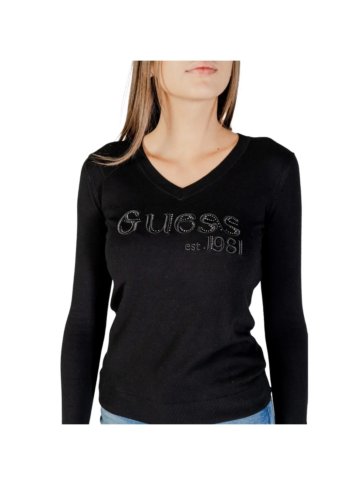 GUESS Maglione Donna LS VN SAYLOR LOGO SWTR W5BR41 Z2NQ2 JBLK Jet Black A996 - Image 2