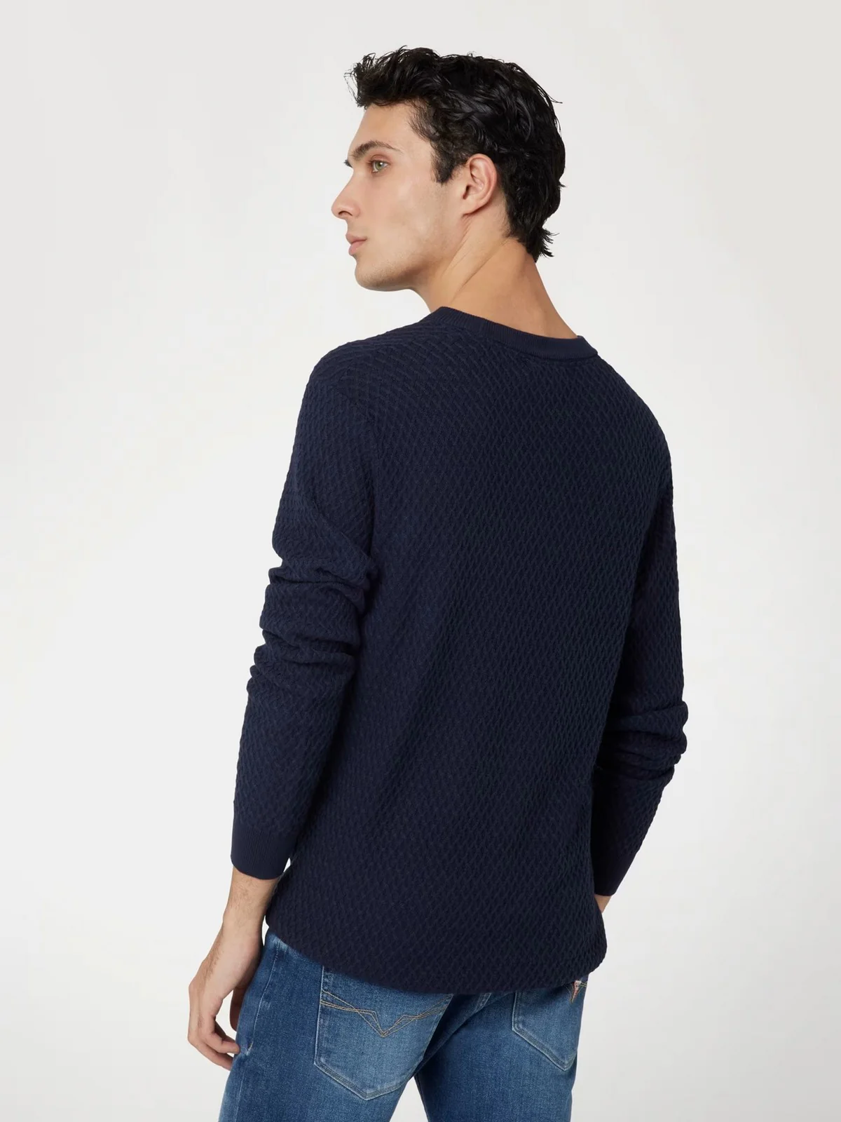 GUESS Maglione Uomo Davin Cn Ls Stitched M4YR05 Z3FB1 G7V2 Blu - Image 3