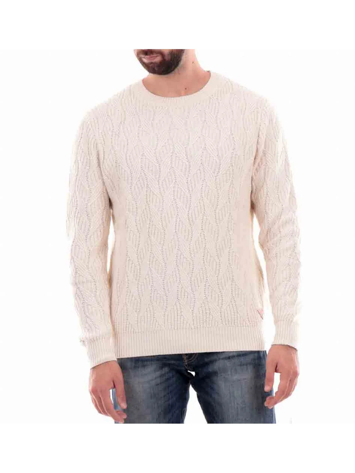 GUESS Maglione Uomo Delroy Cn Ls Stitche M4YR13 Z3FC2 G047 Bianco - Image 2