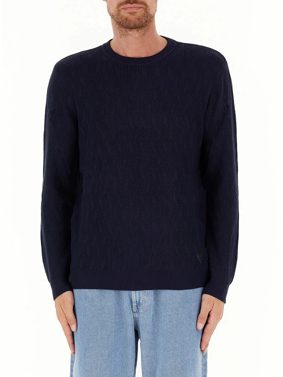 GUESS Maglione Uomo Delroy Cn Ls Stitche M4YR13 Z3FC2 G7V2 Blu - Image 3