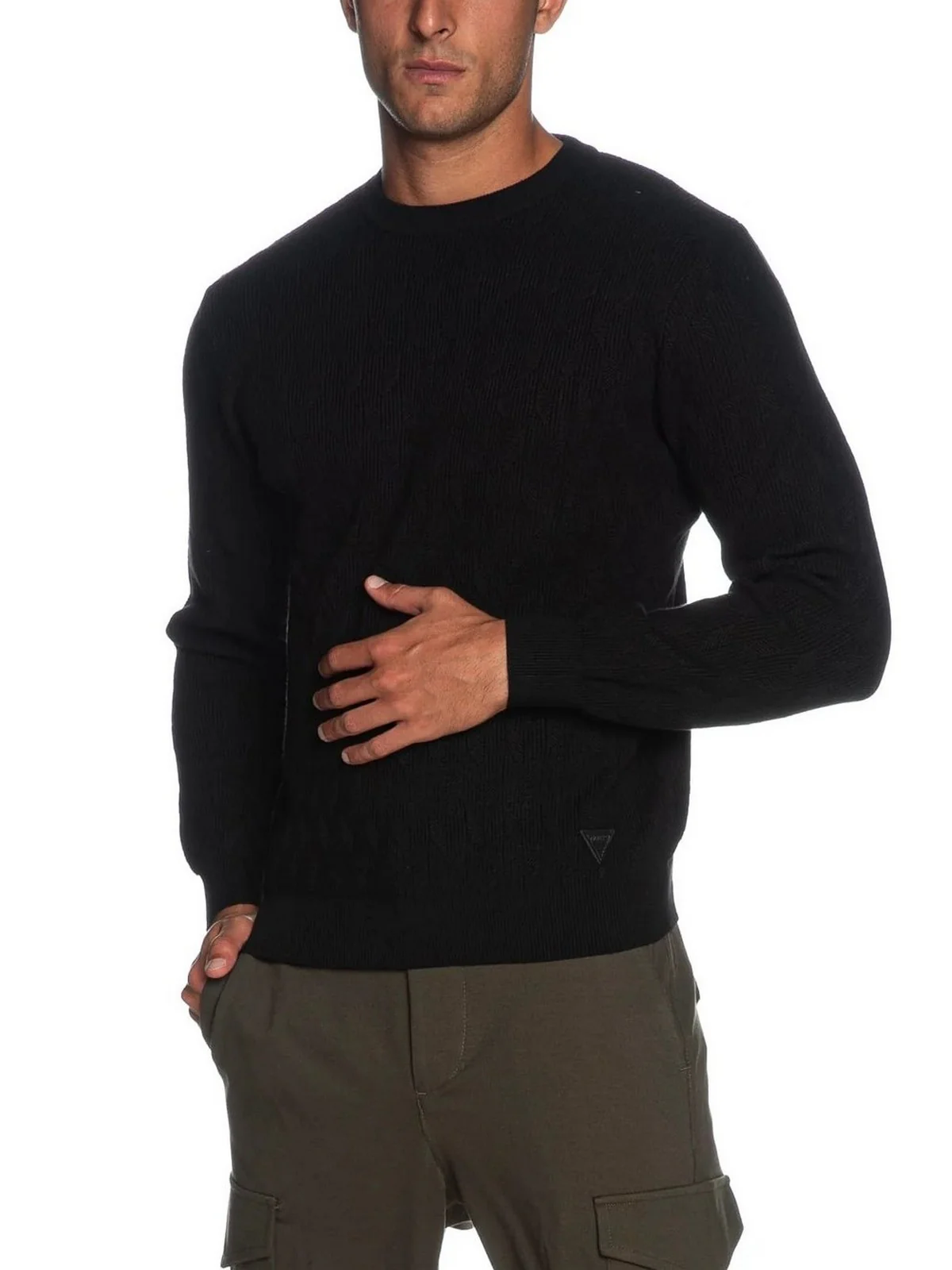 GUESS Maglione Uomo Delroy Cn Ls Stitche M4YR13 Z3FC2 JBLK Nero - Image 2