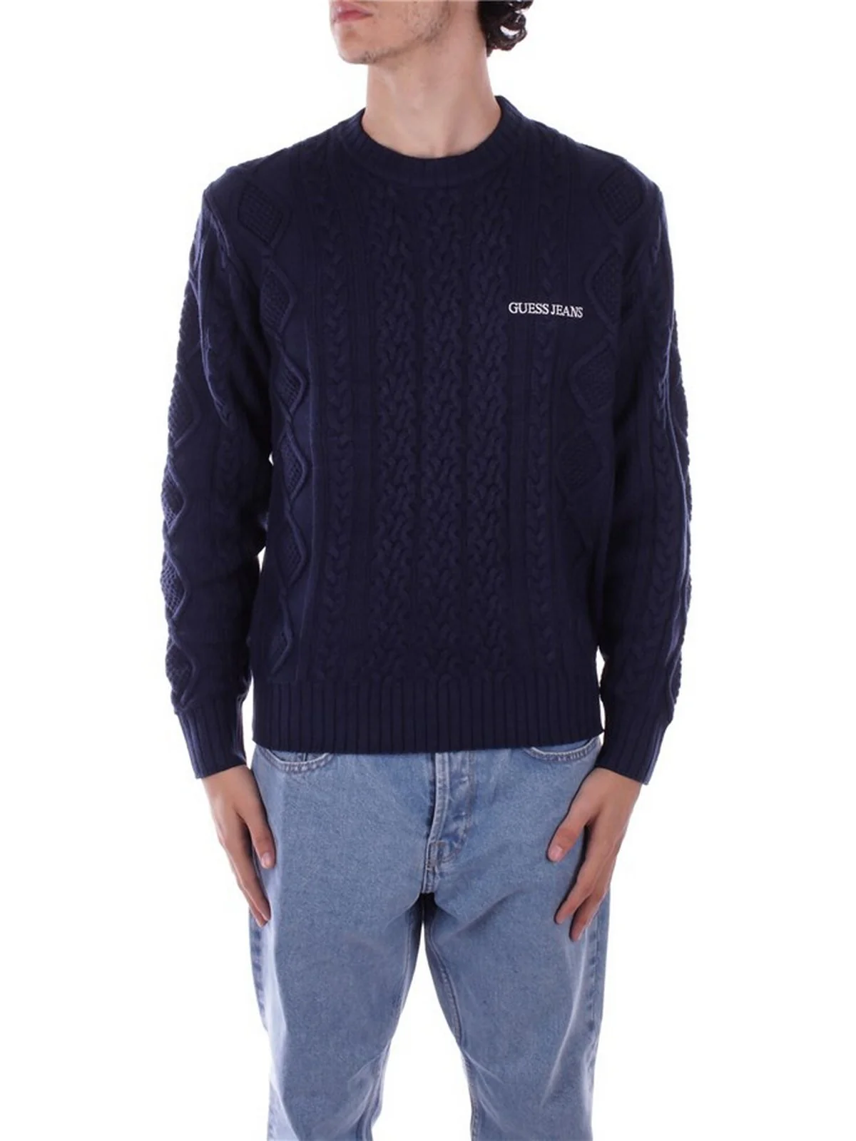 GUESS Maglione Uomo GJ LS CN CABLE SWTR M4BR34 Z3HN2 A71W Blu - Image 2