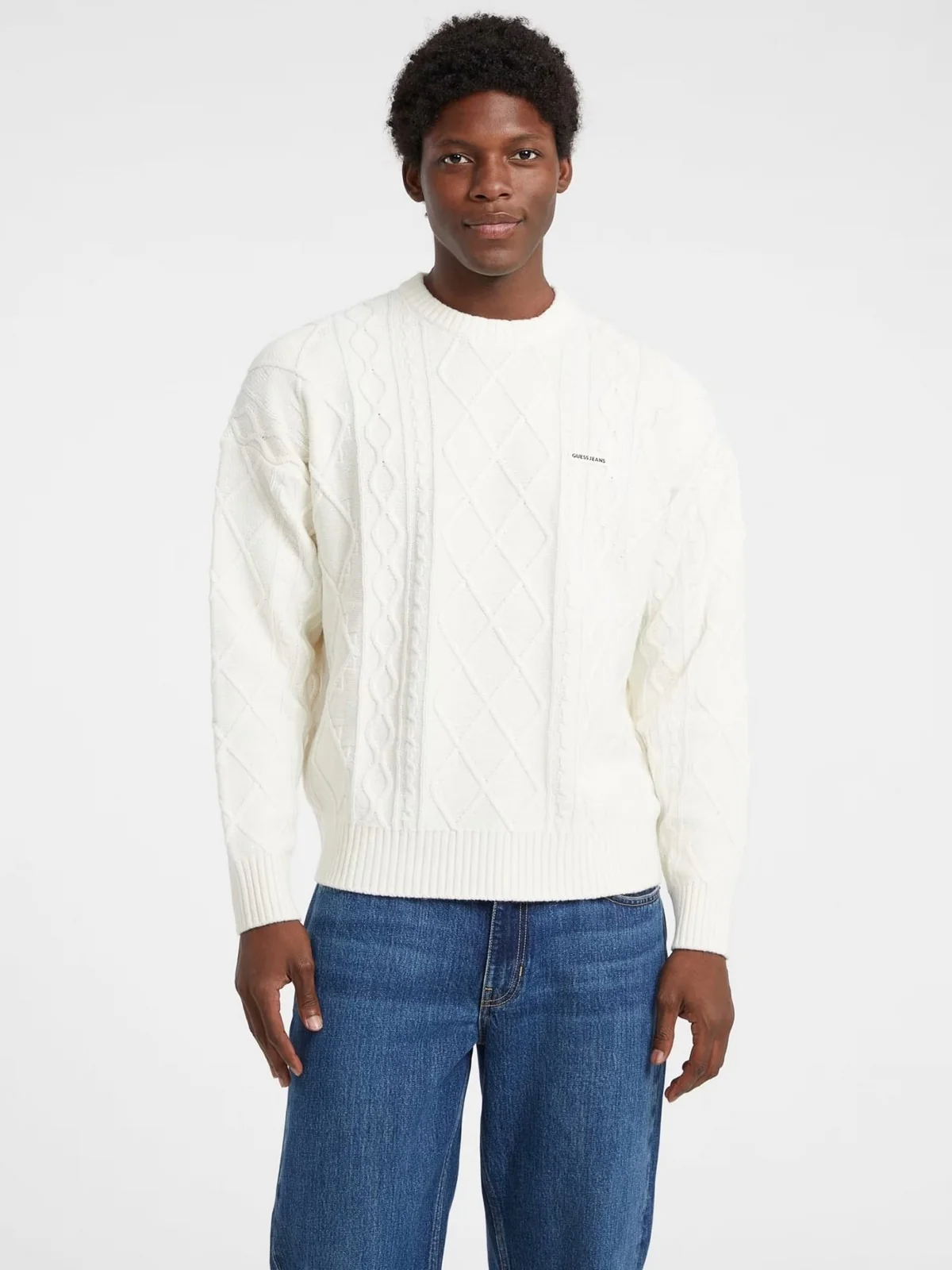 GUESS Maglione Uomo GJ LS CN CABLE SWTR M5BR04 Z0561 G293 WARM WHITE - Image 2