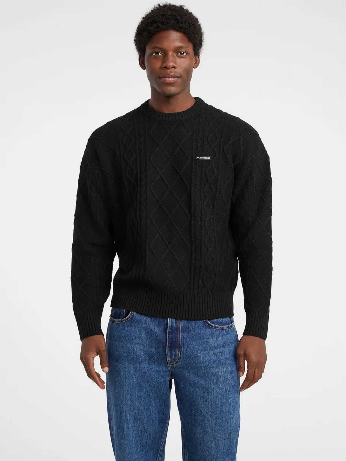 GUESS Maglione Uomo GJ LS CN CABLE SWTR M5BR04 Z0561 JBLK Jet Black A996 - Image 2