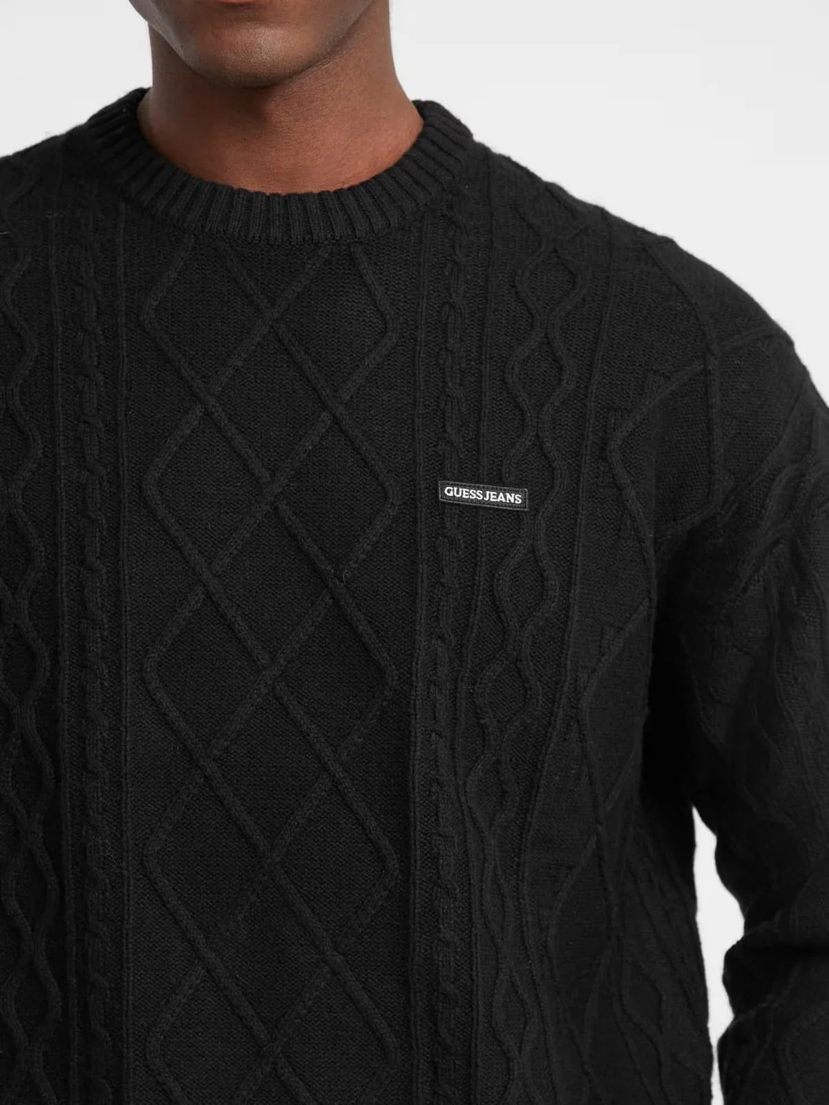 GUESS Maglione Uomo GJ LS CN CABLE SWTR M5BR04 Z0561 JBLK Jet Black A996 - Image 3