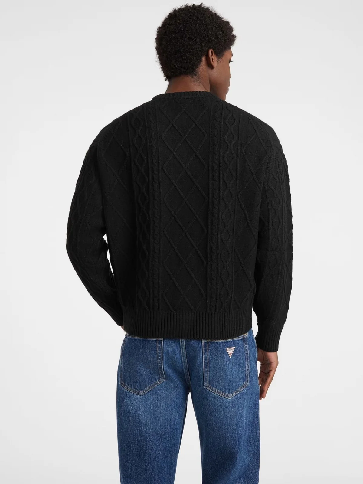 GUESS Maglione Uomo GJ LS CN CABLE SWTR M5BR04 Z0561 JBLK Jet Black A996 - Image 4