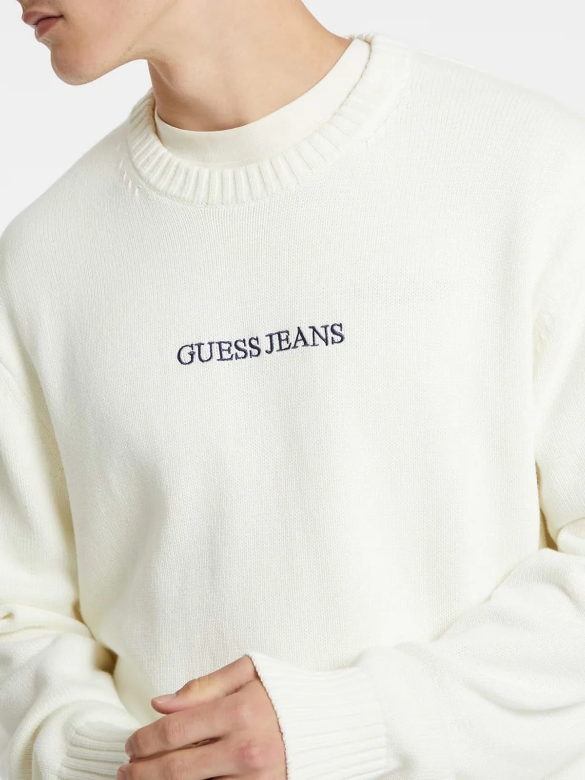 GUESS Maglione Uomo GJ LS CN GUESS J EMB SWTR M4BR31 Z3HM1 G293 WARM WHITE - Image 2