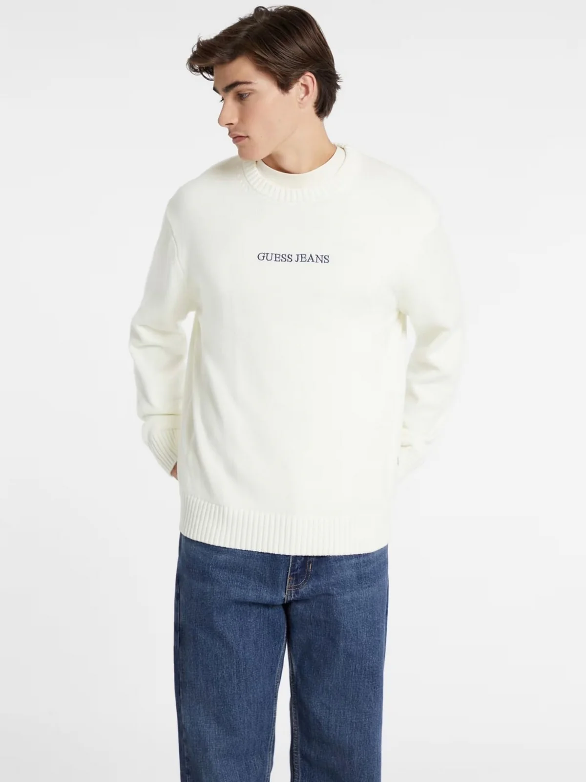 GUESS Maglione Uomo GJ LS CN GUESS J EMB SWTR M4BR31 Z3HM1 G293 WARM WHITE - Image 3