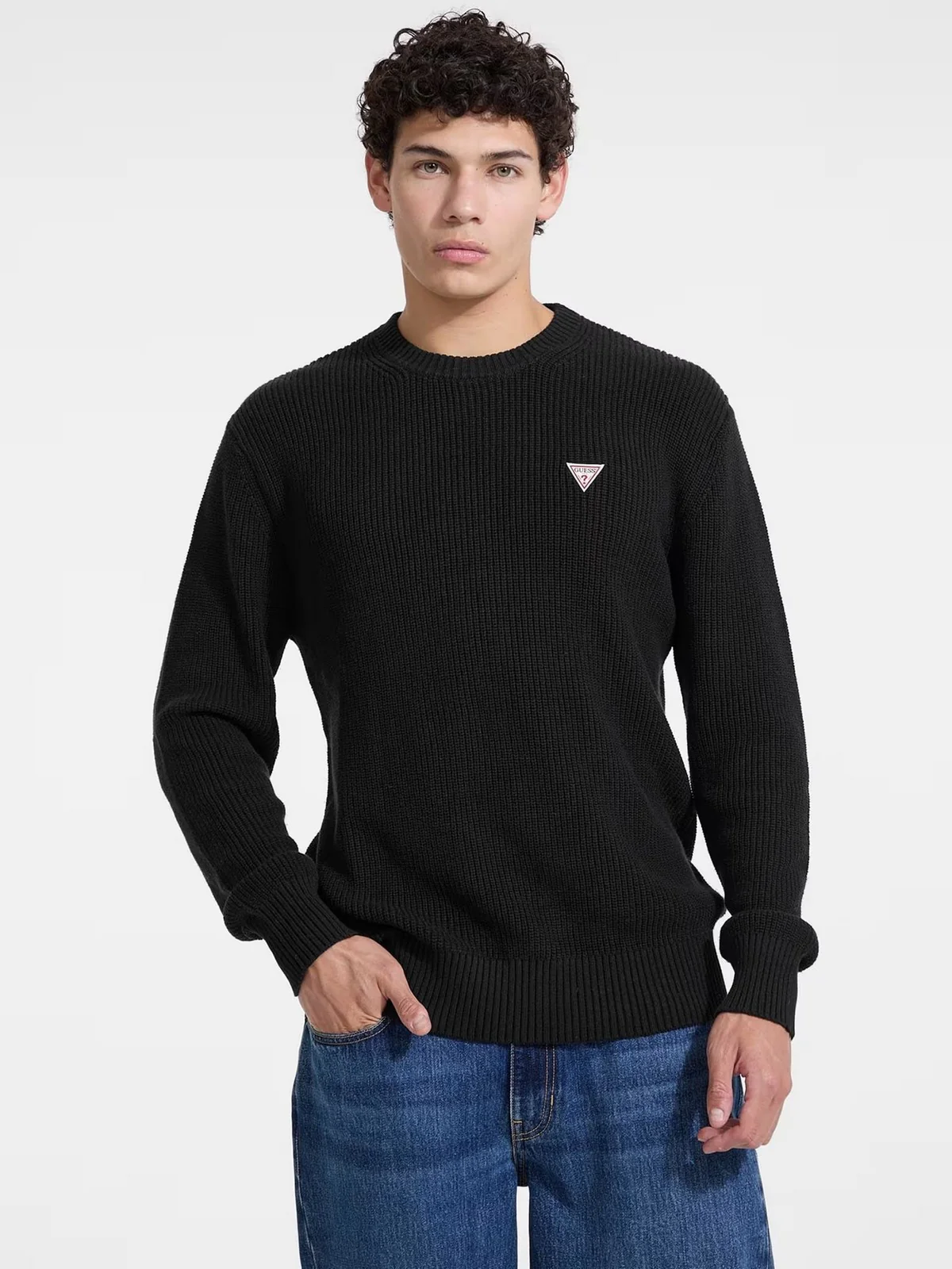 GUESS Maglione Uomo GJ LS CN MINI TRIANGLE SWTR M4BR30 Z3HM1 JBLK Jet Black A996 - Image 2