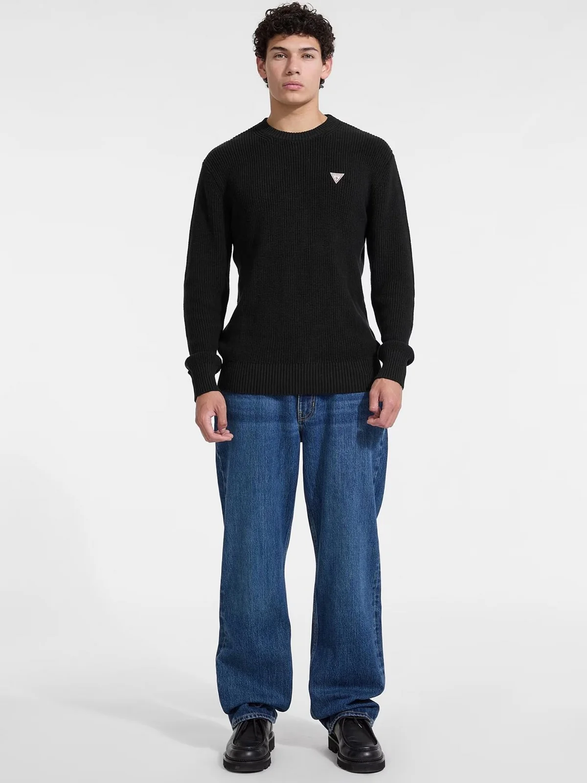 GUESS Maglione Uomo GJ LS CN MINI TRIANGLE SWTR M4BR30 Z3HM1 JBLK Jet Black A996 - Image 3