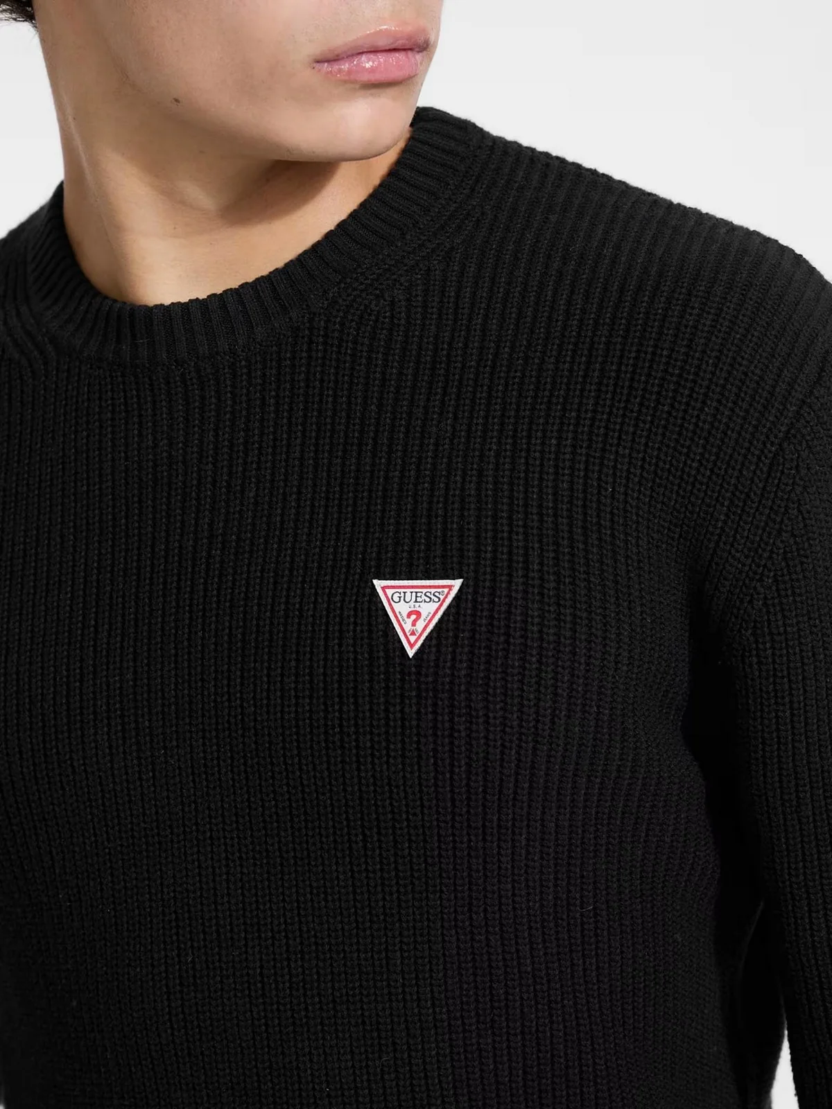 GUESS Maglione Uomo GJ LS CN MINI TRIANGLE SWTR M4BR30 Z3HM1 JBLK Jet Black A996 - Image 5