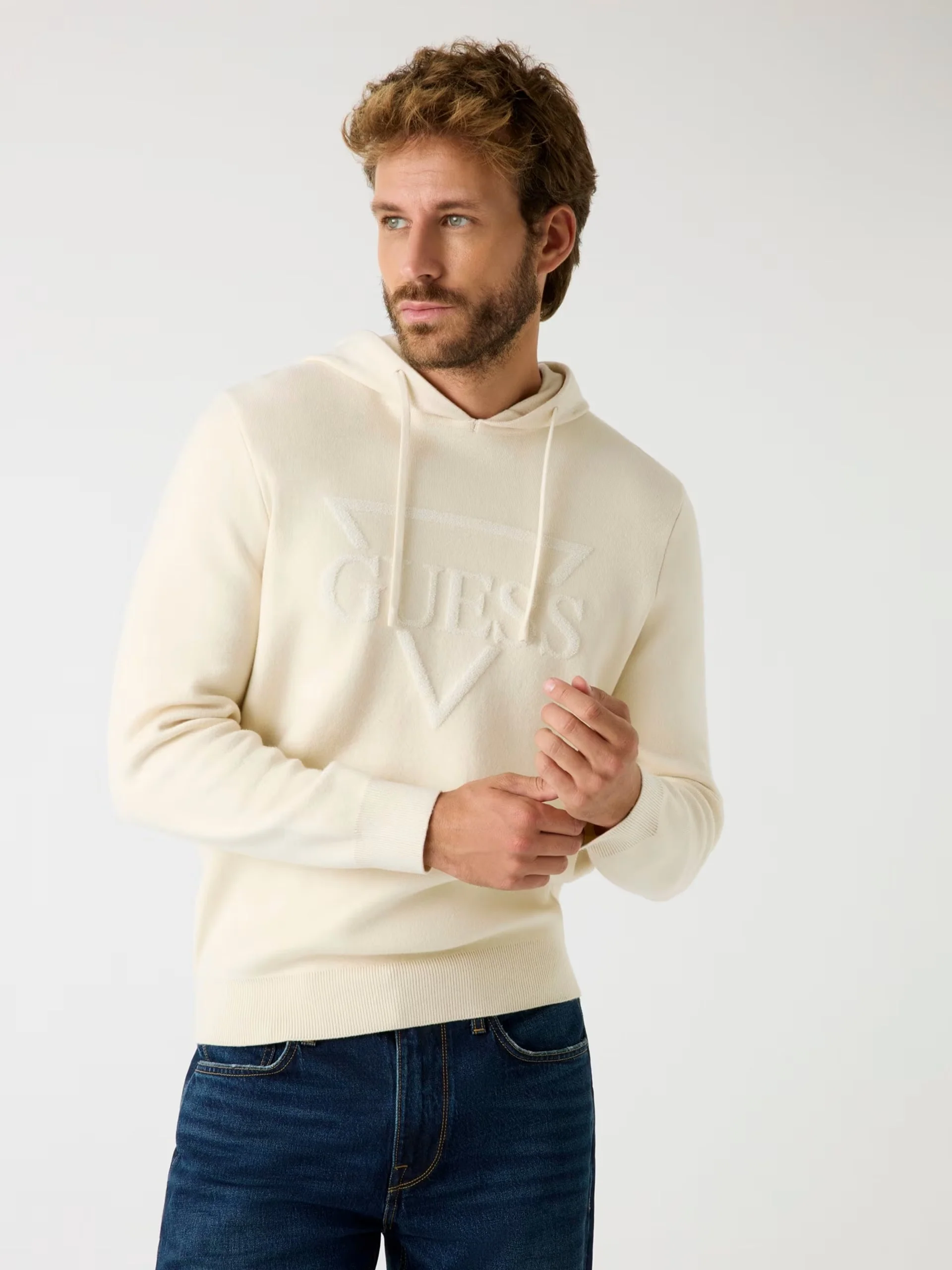 GUESS Maglione Uomo JOBY HOODIE FRENCH TERRY SWTR M5BR18 Z0470 G1CV QUICKSAND - Image 2