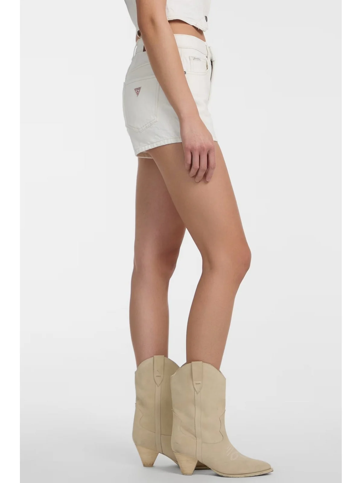 GUESS Pantaloncino Donna GJ HIGHWAIST MOM SHORT W5GD0S D5M62 GJWI GJ NATURAL WHITE - Image 6