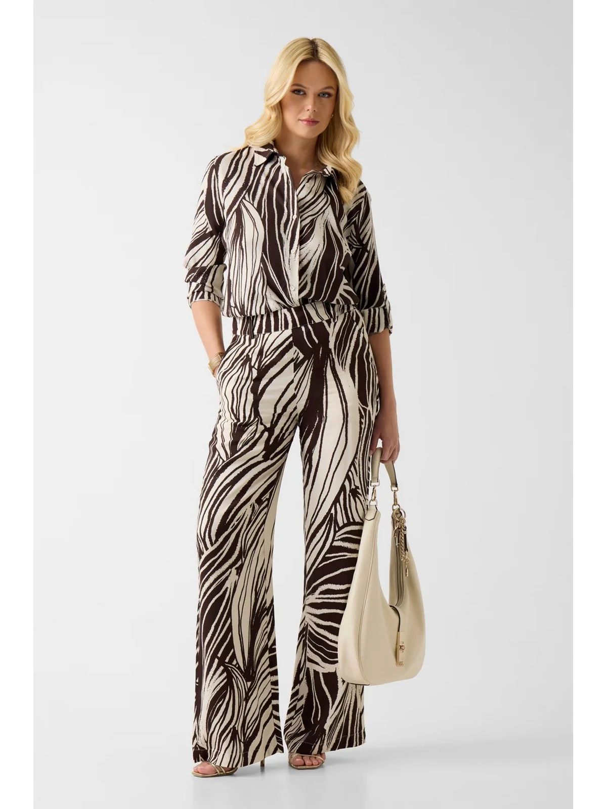 GUESS Pantalone Donna BASTIENNE WIDE LEG TROUSER W6GB19 W1972 PMIC WILD ESCAPE PRINT - Image 3