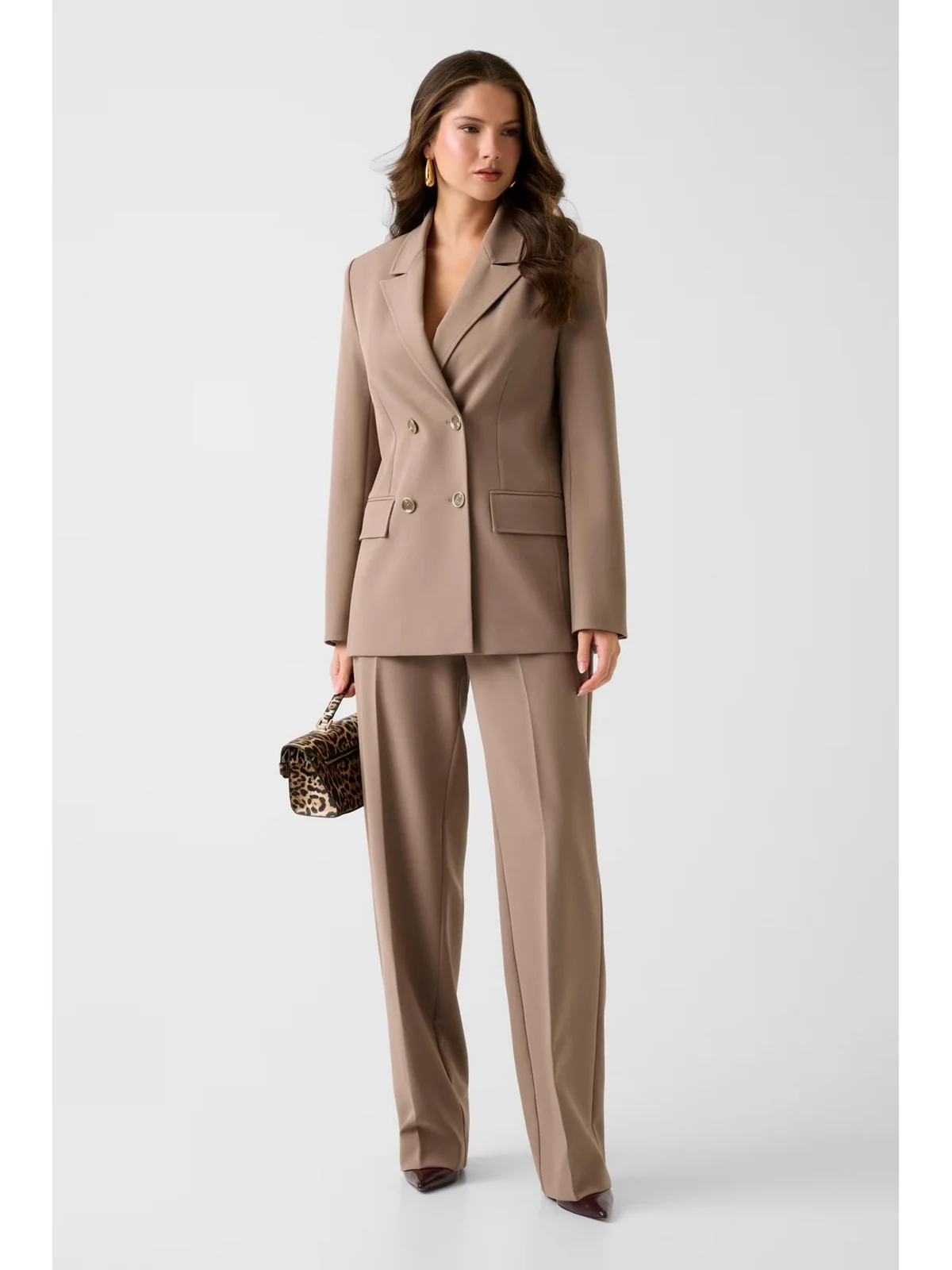 GUESS Pantalone Donna NAUSICA WIDE LEG PANT W6RB02 WH9Y2 G1EC WALNUT SHELL - Image 3