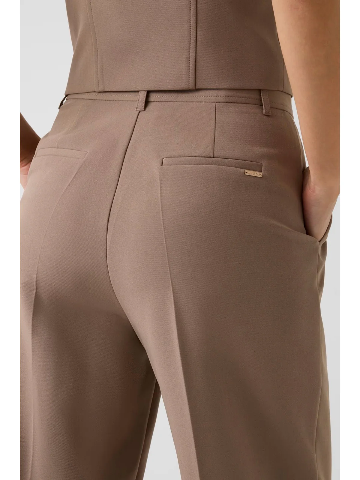 GUESS Pantalone Donna NAUSICA WIDE LEG PANT W6RB02 WH9Y2 G1EC WALNUT SHELL - Image 5