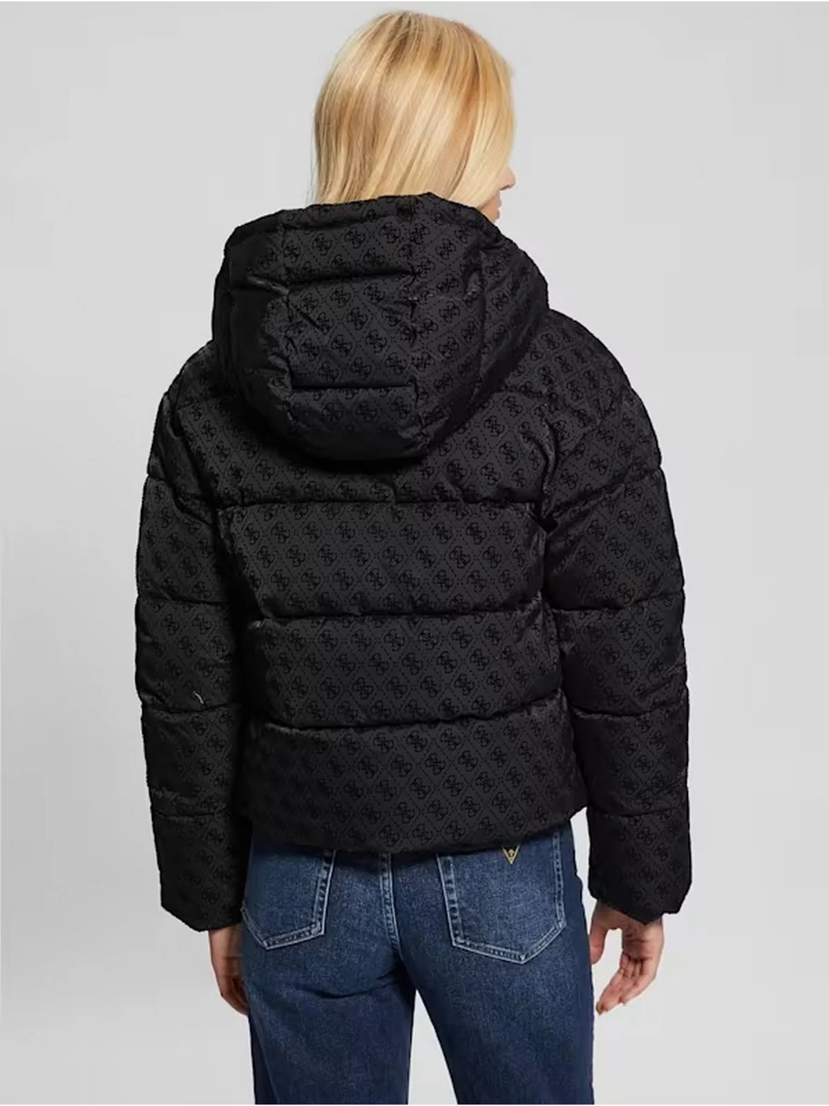 GUESS Piumino Donna DAISY PUFFER LOGO FLOCK W4BL36 WGJZ0 FJ55 Nero - Image 5